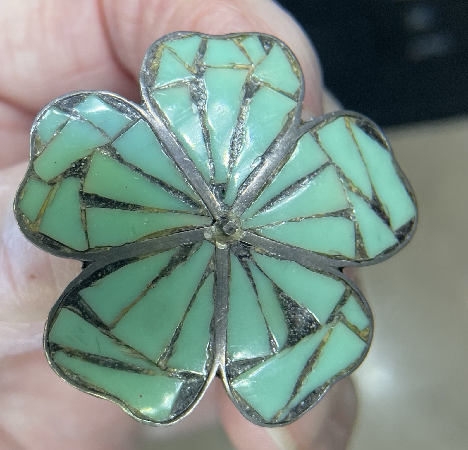 Taxco 925 Pin With Mosaic Inserts In Raised Dome. Needs TLC. Pvt Party Seller.