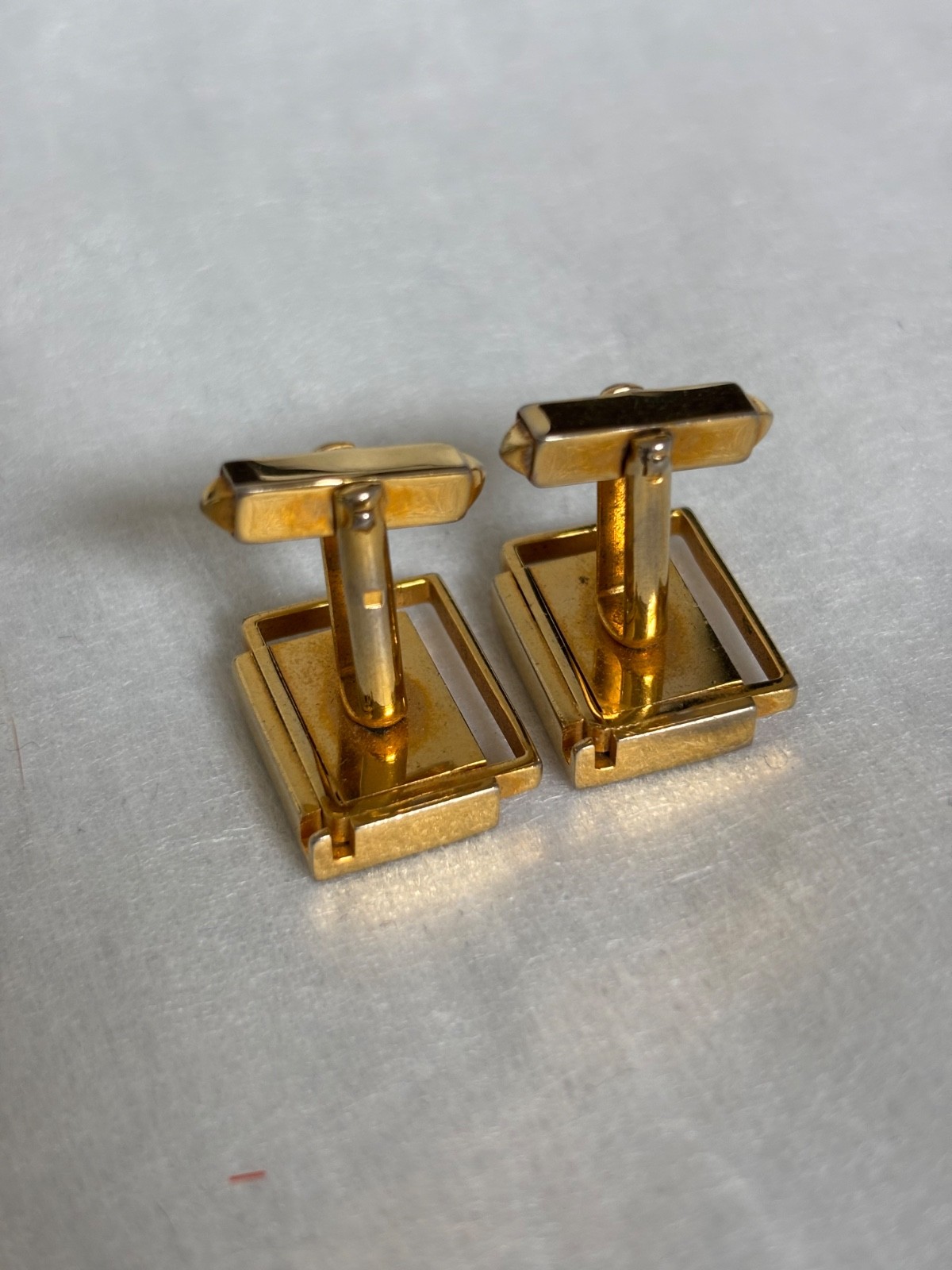 Vintage Initial K Cufflinks Gold Tone Square Geometric Monogram Mens Jewelry⁠