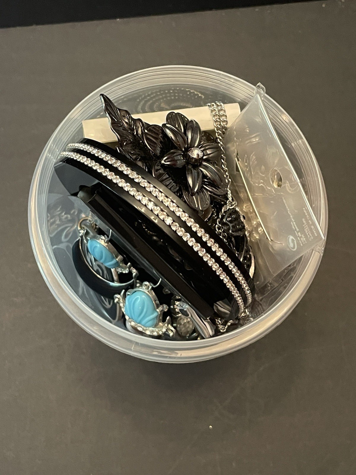 Mystery Jewelry Jar BOLD CHUNKY Curated Black Silver All Wearable Glam Runway