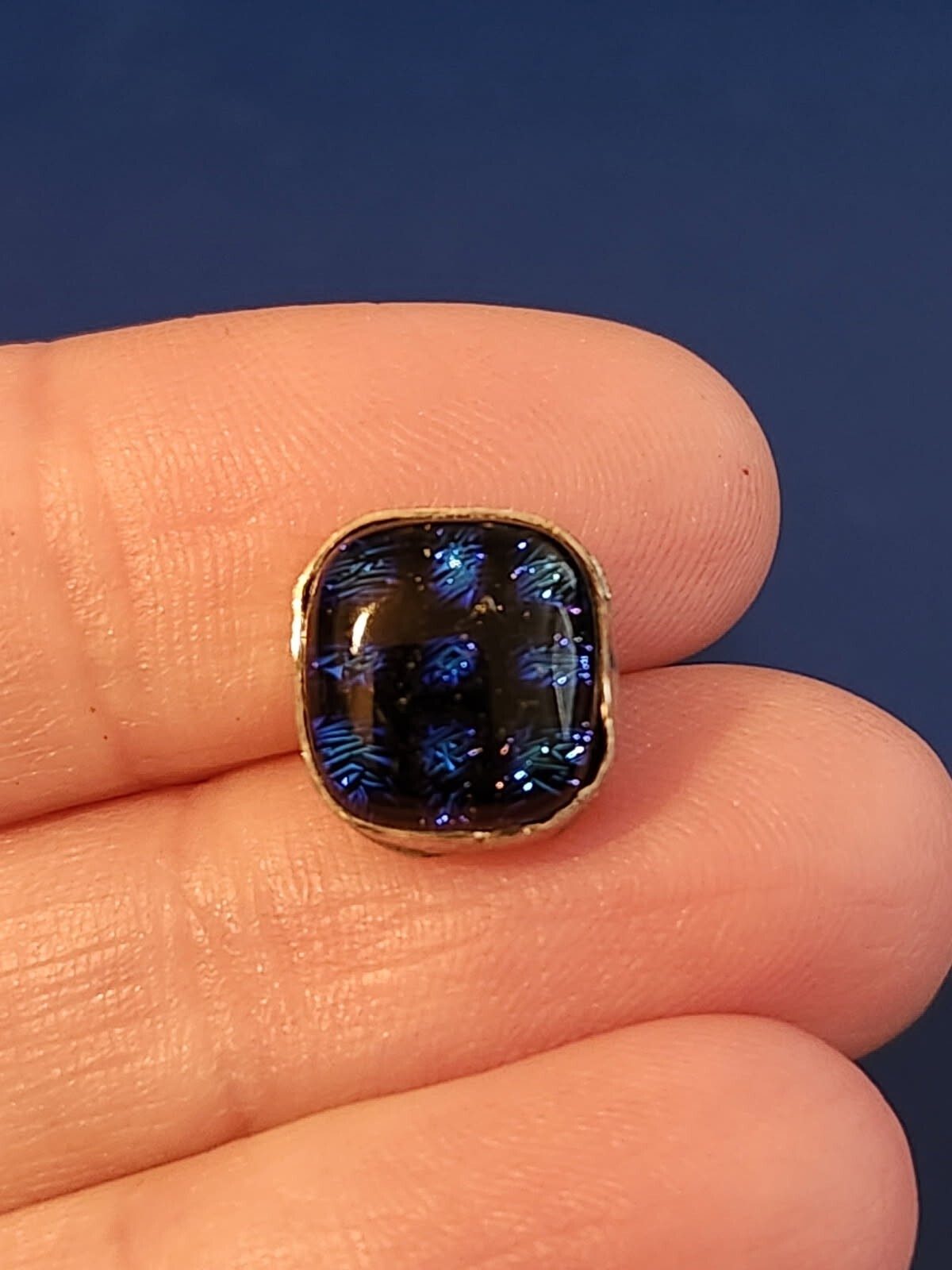 Sterling Silver Blue Art Glass Stud Earrings