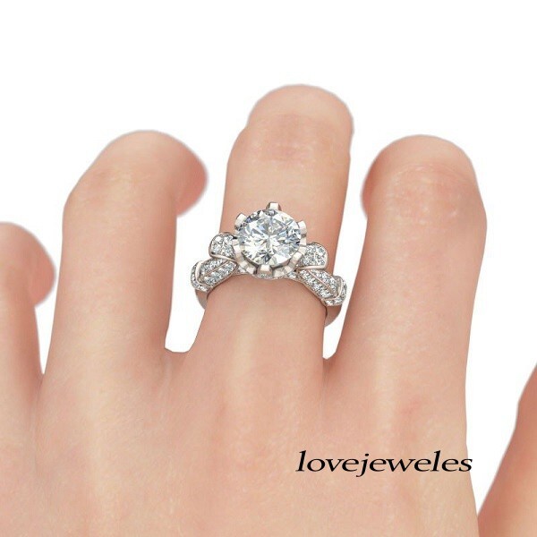 Lab-Created 2.90CT Round Cut Diamond Vintage Engagement Ring 14K White Gold Over