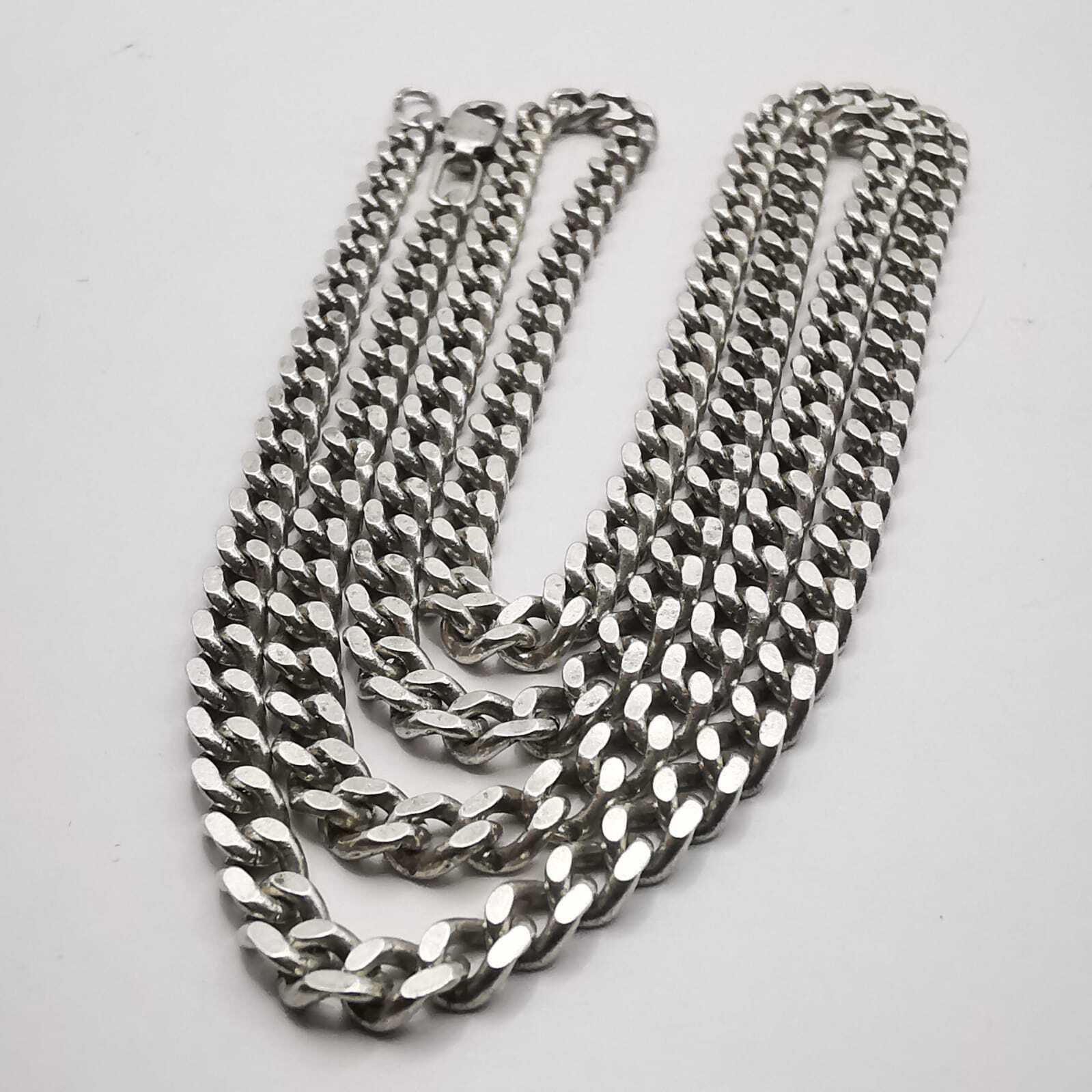 Vintage 925 Sterling Silver 24.8″ Curb Chain Necklace 24.86g Unisex Adult