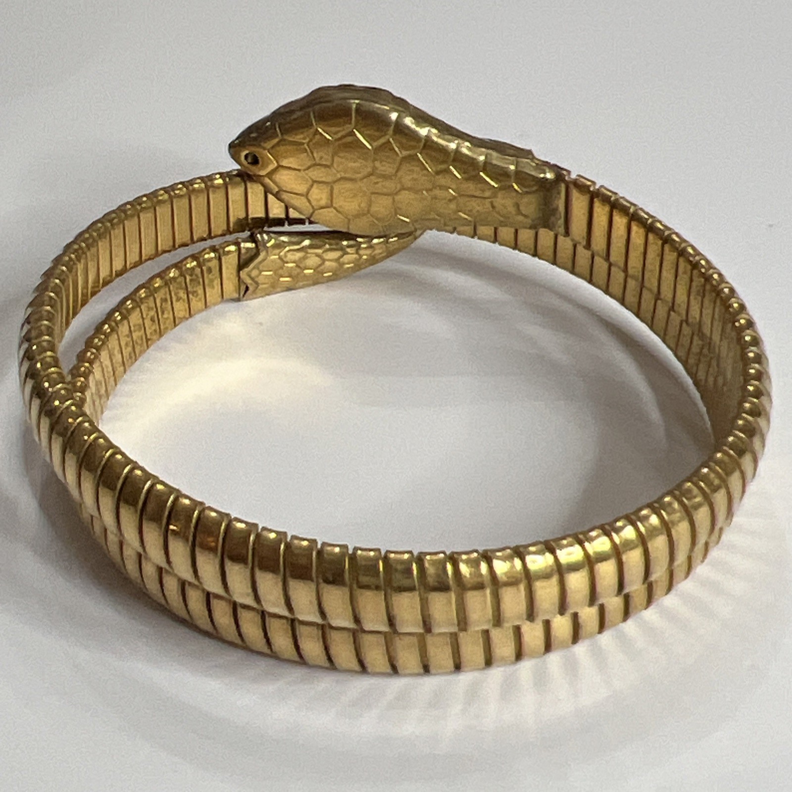 Vintage Art Deco Gold Tone Flexible Coil Snake Wrap Bracelet