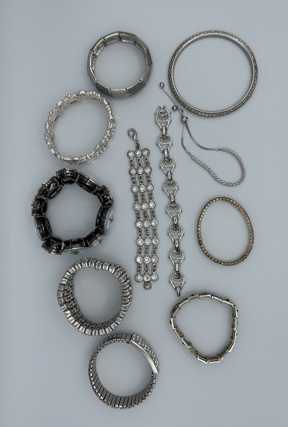 Vintage Rhinestone Crystal Sparkle Bracelets Lot Of 11 Various Styles