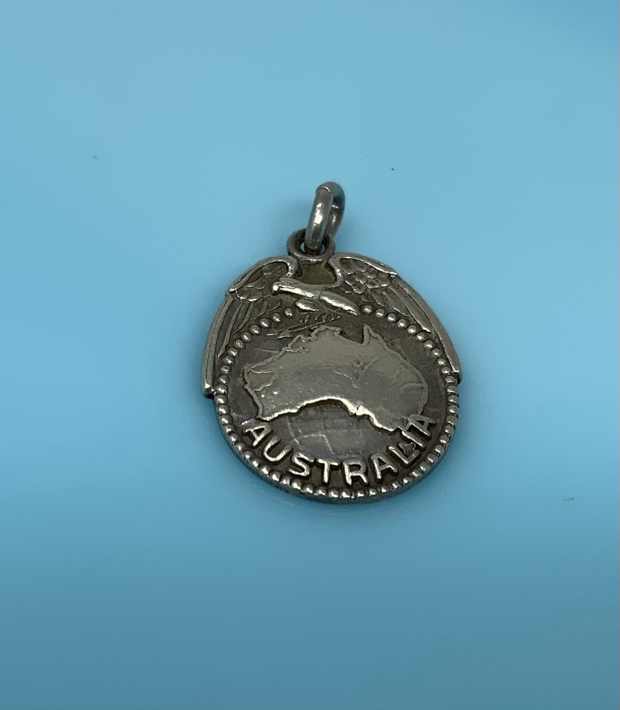 Vintage Sterling Silver US Marine Corps Australia Charm Pendant Eagle 4g