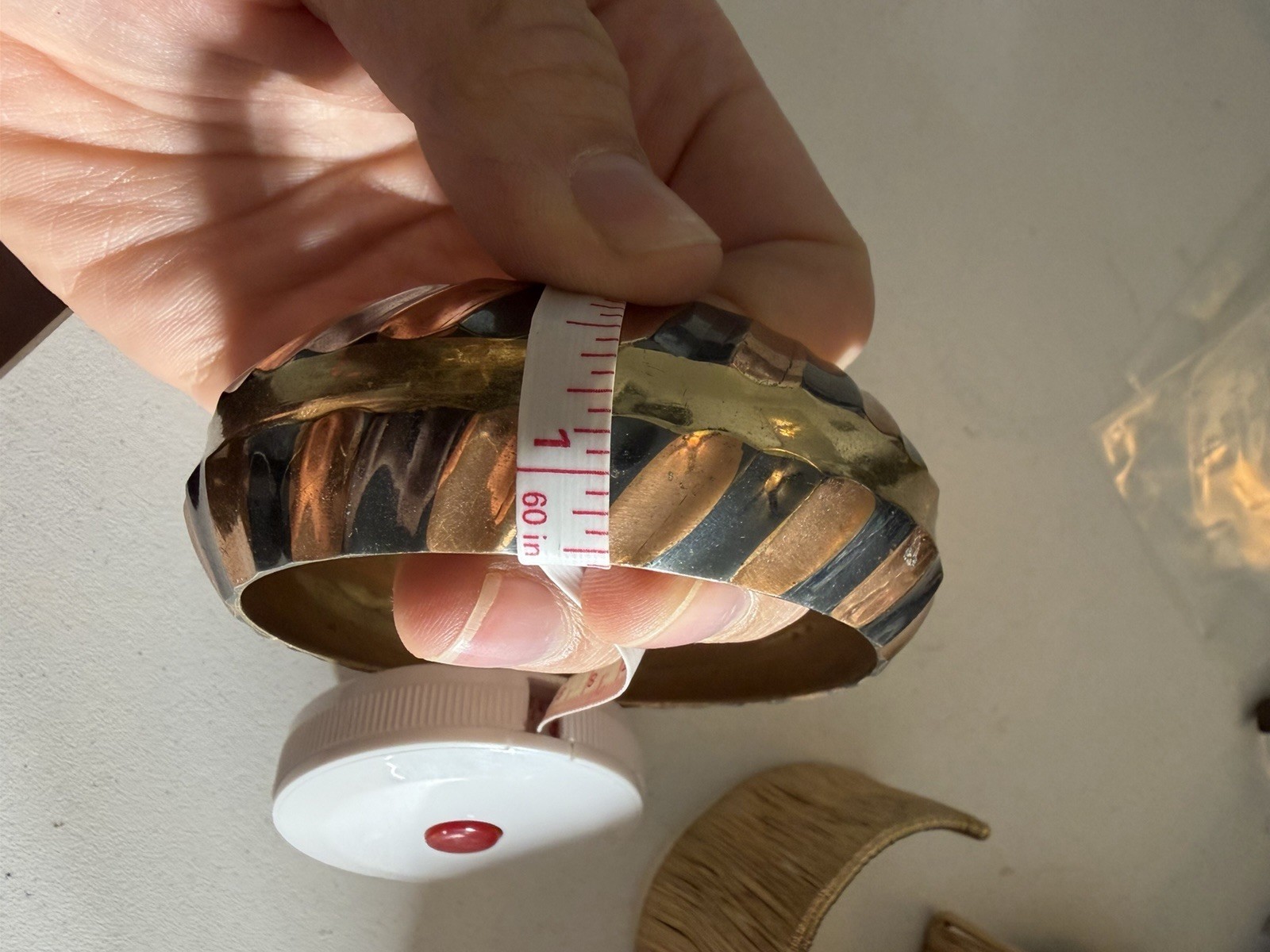 Vintage Wide 3 Tone Twisted Faceted Bangle Bracelet Heavy 71.20g