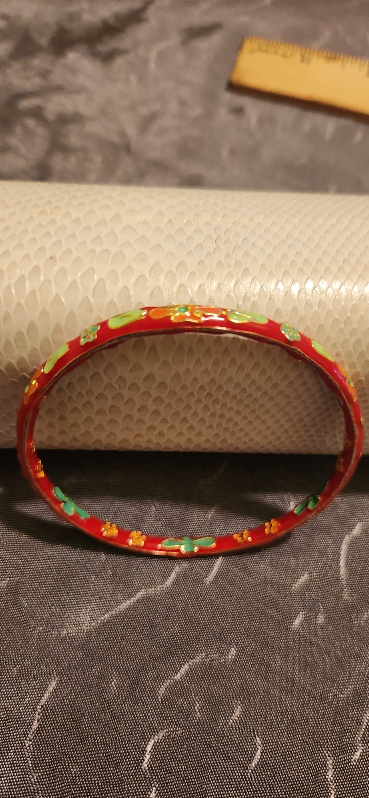 Cloisonne Bangle Bracelet Chinese Enamel Handmade Traditional Flower And Sandal