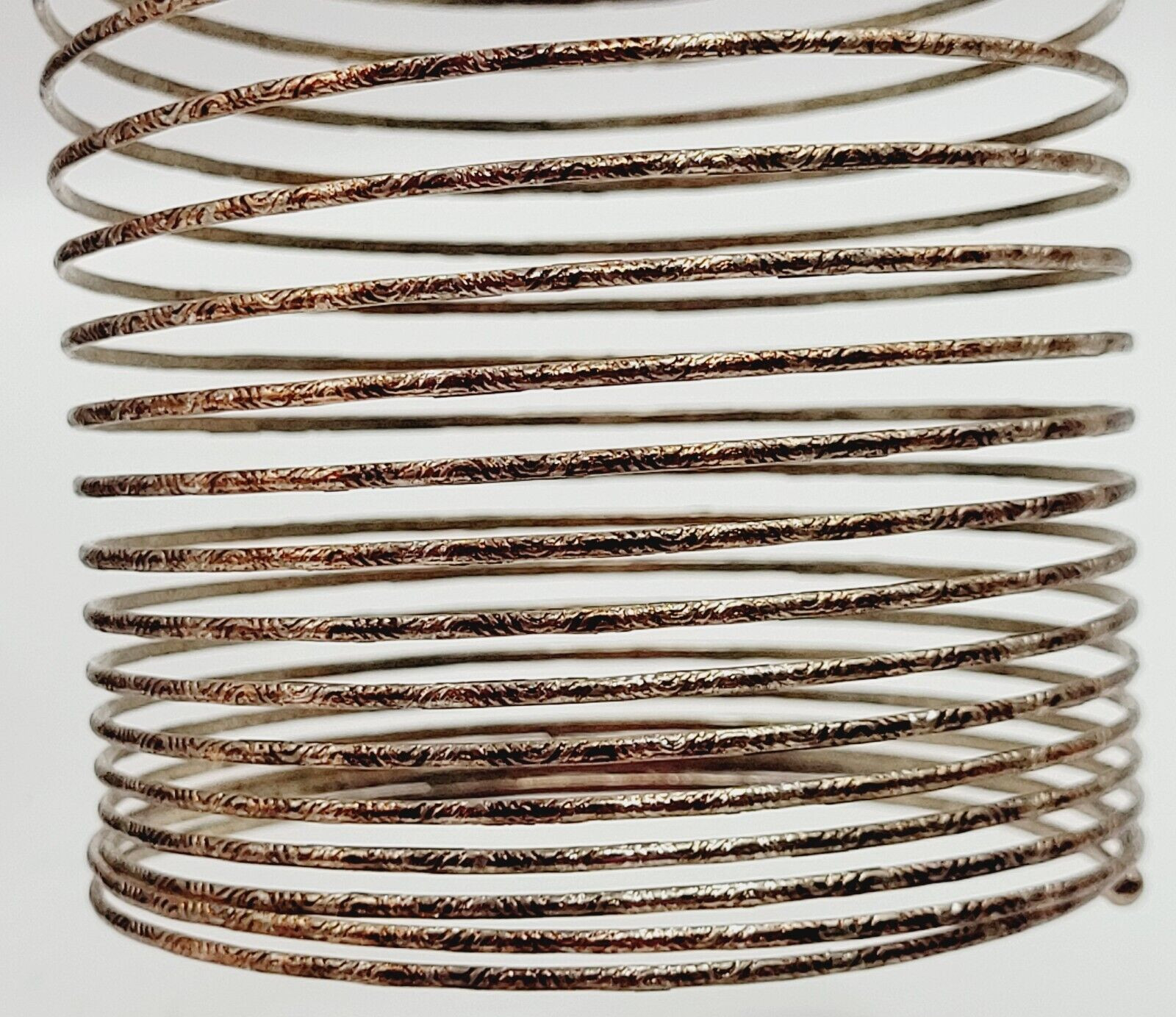 Slinky Wide Wrap Thin Wire Bangle Coppery Gold Tone Metal Vintage Bracelet