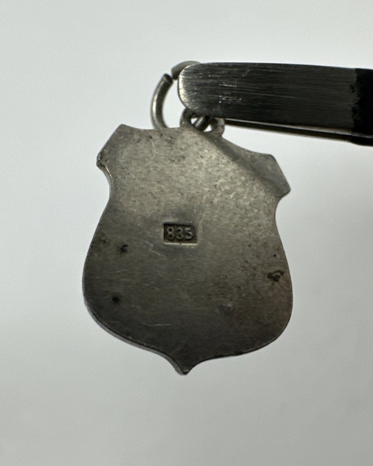 Salzburg Austria Enamel 835 Silver Travel Shield Charm Pendant 1.4g Vintage