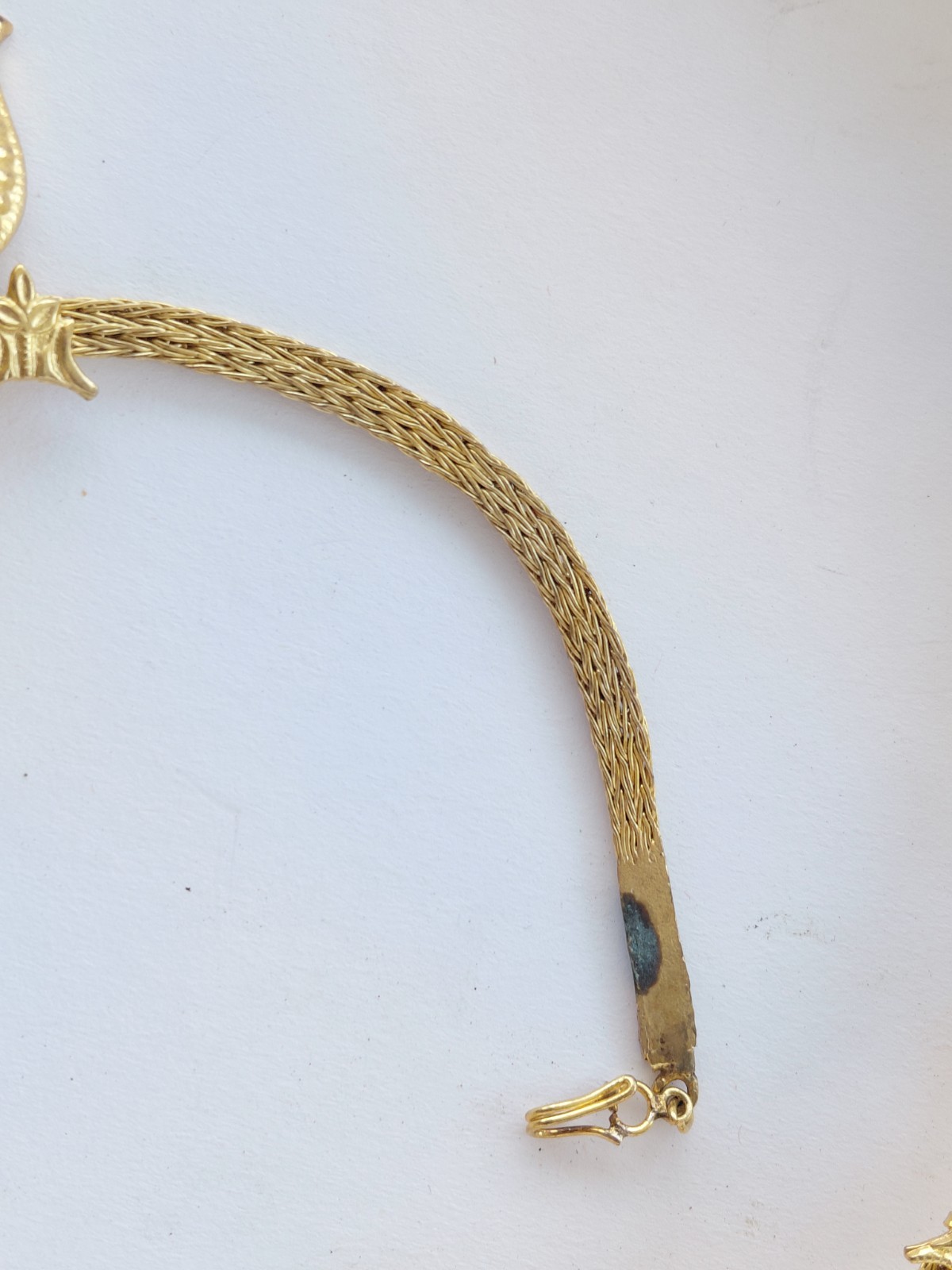 Vintage Necklace Indian Kundan Bridal Gold Tone Leaves Ornate