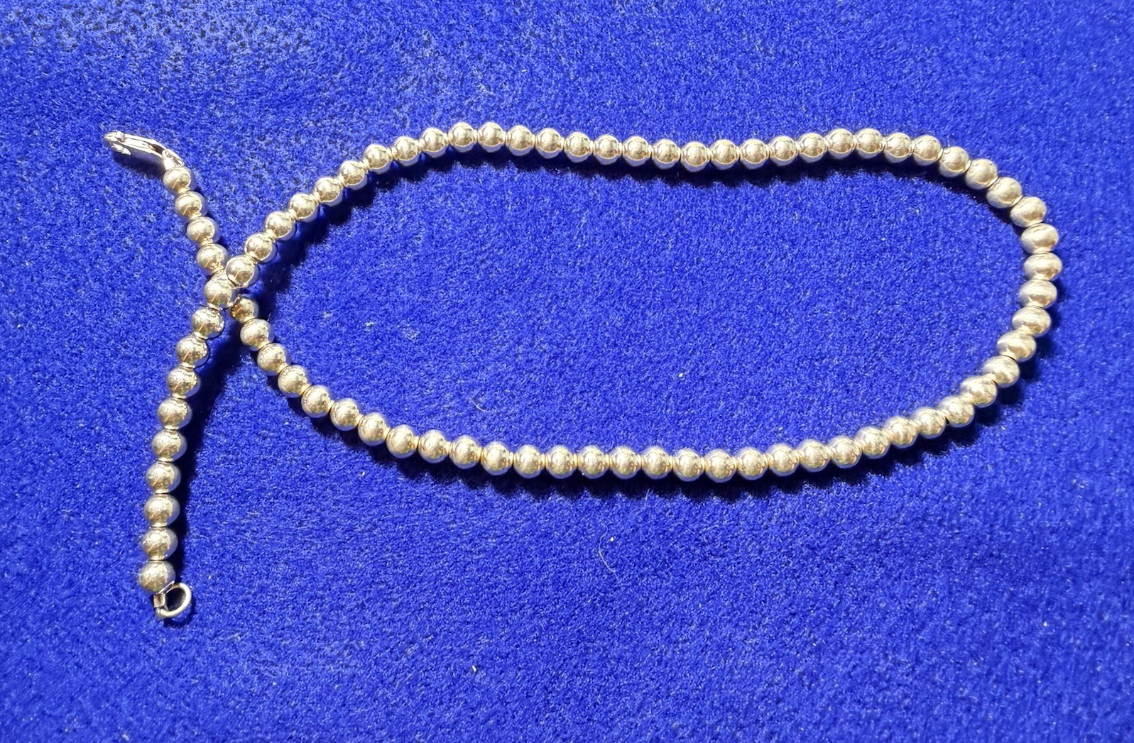 VTG 925 Sterling Silver 6mm Bead Necklace 18” Ball Hollow Beads Necklace