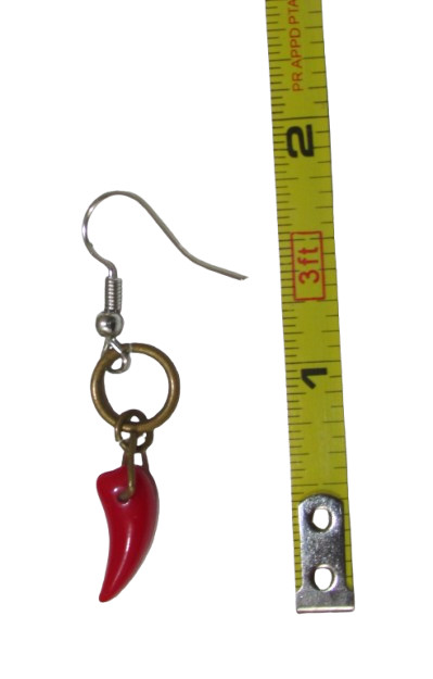 Vintage Art Glass Chili Pepper dangles Earrings Chrome tone hook