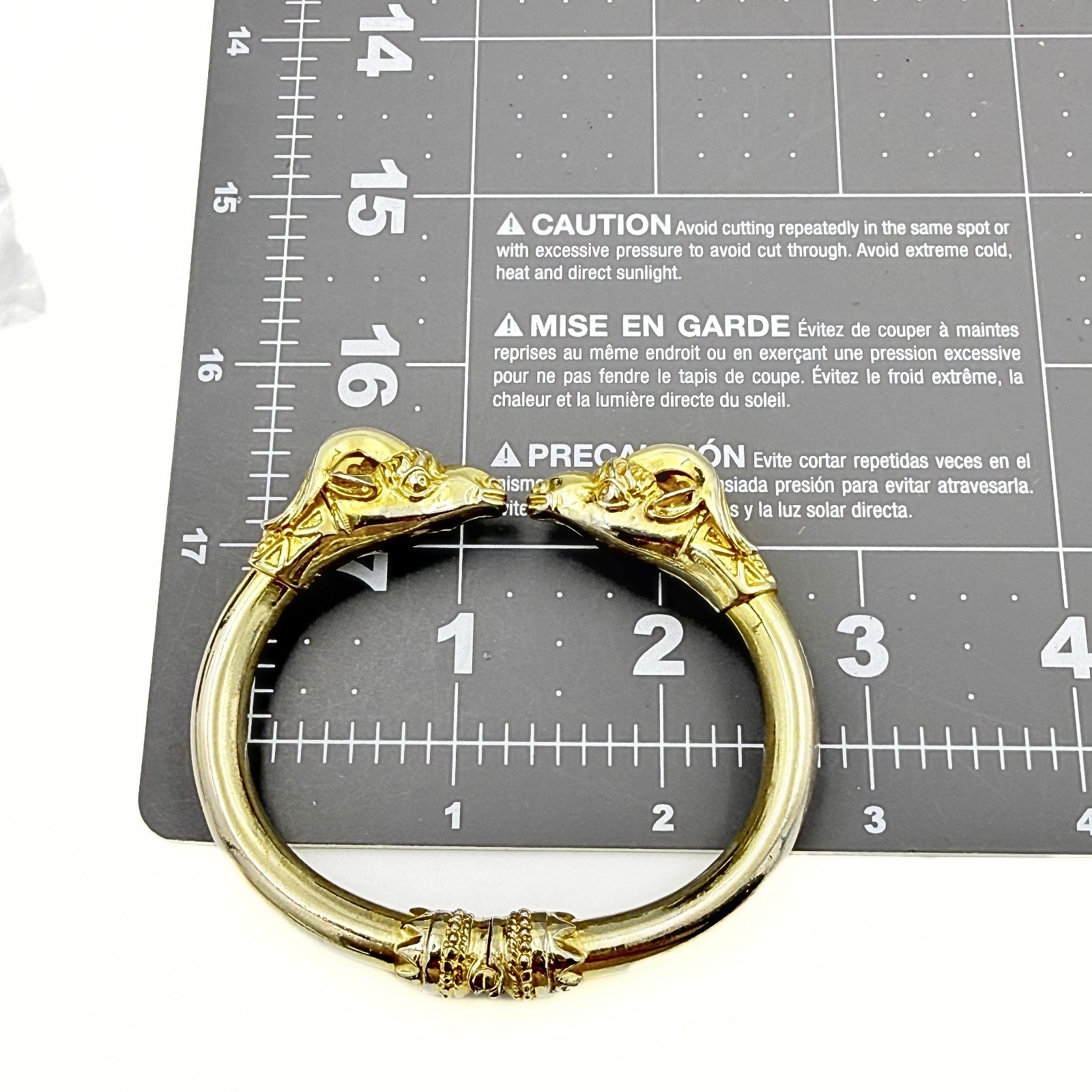 Charming Etruscan Revival Figural Dual Ram Head Alloy Magnetic Bracelet