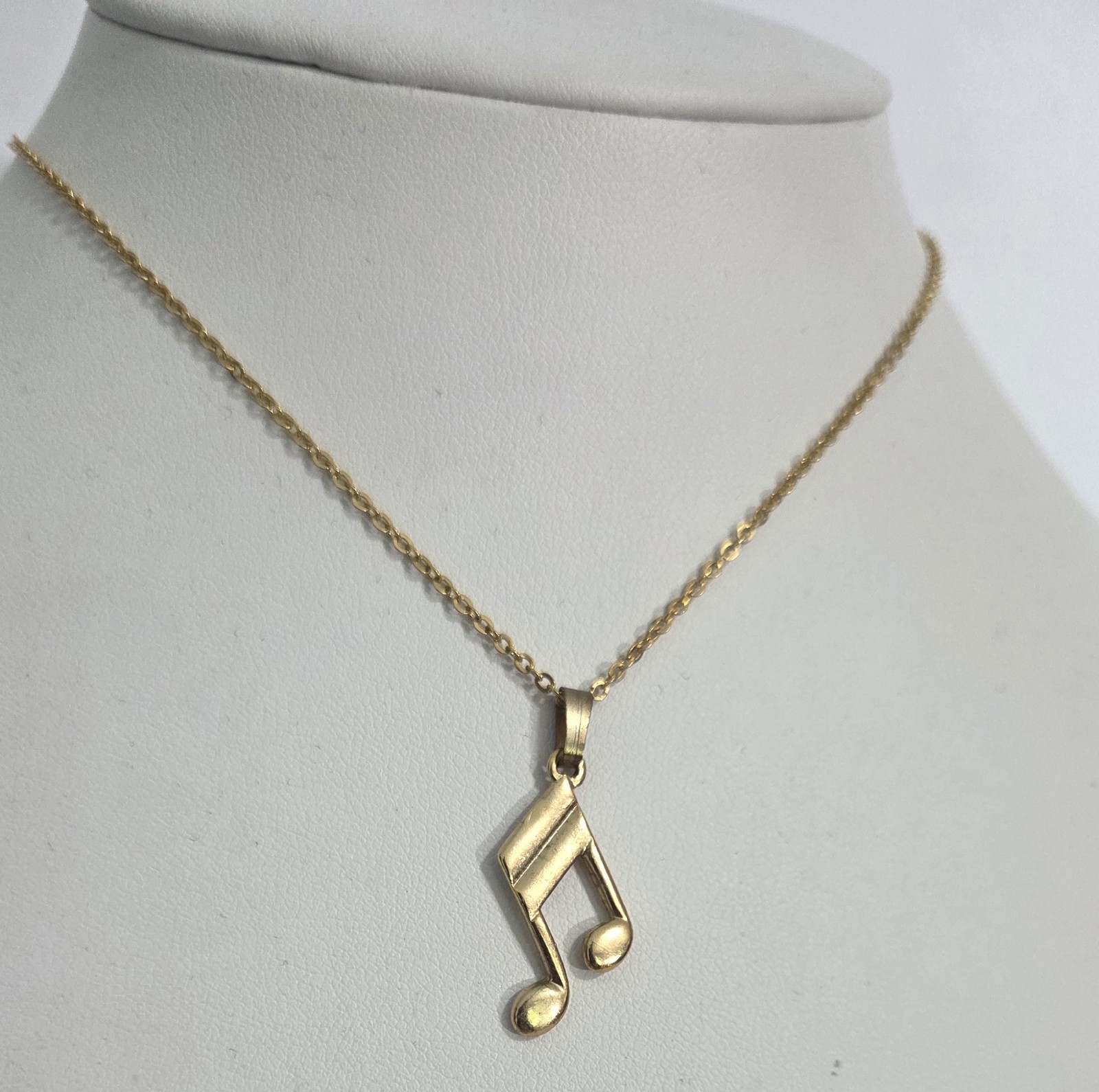 Vintage Gold Tone Chain Musical Note Charm Music Pendant Necklace Made In Korea