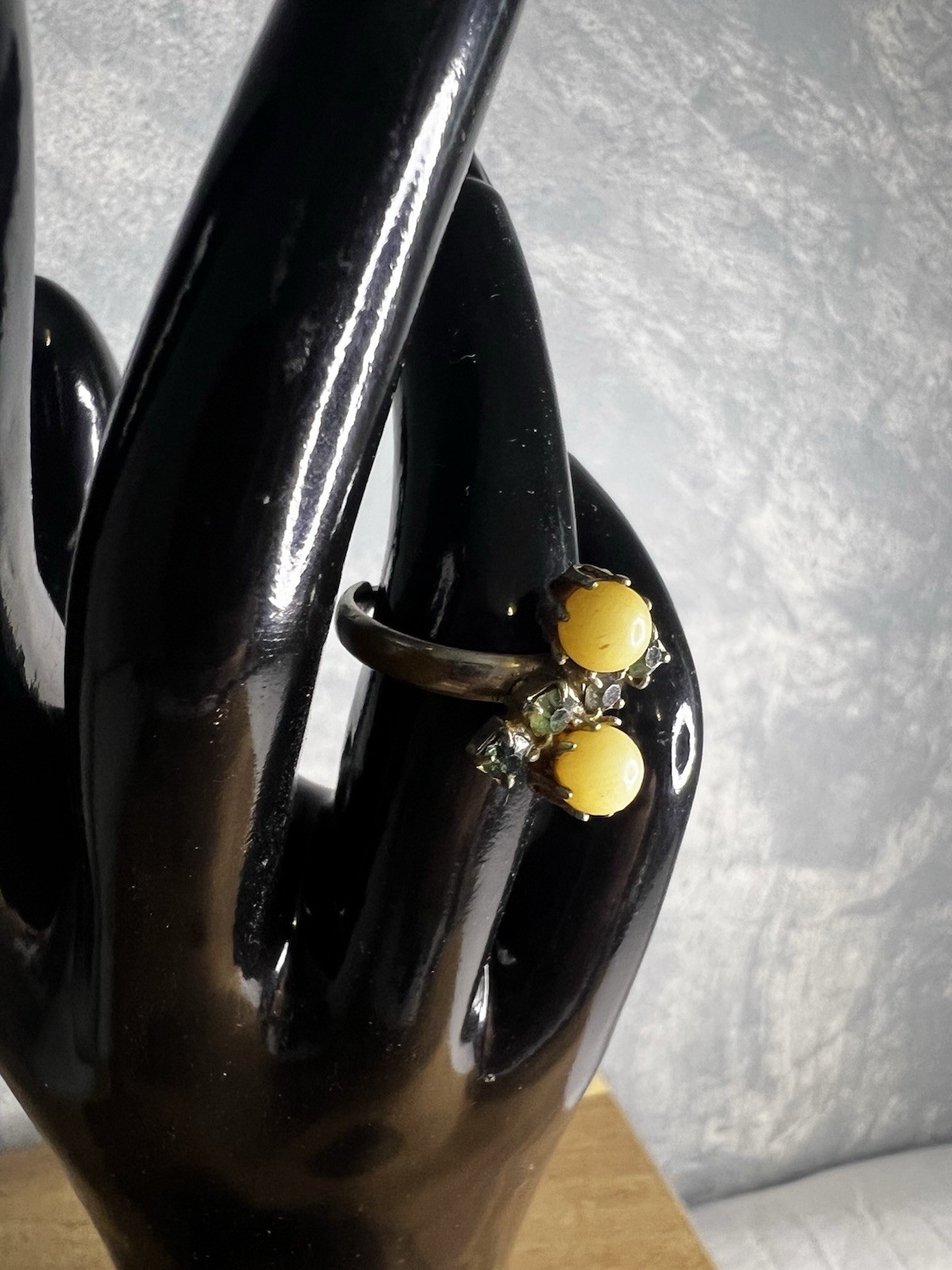 Vintage Faux Pearl And Multicolor Rhinestones Adjustable Ring