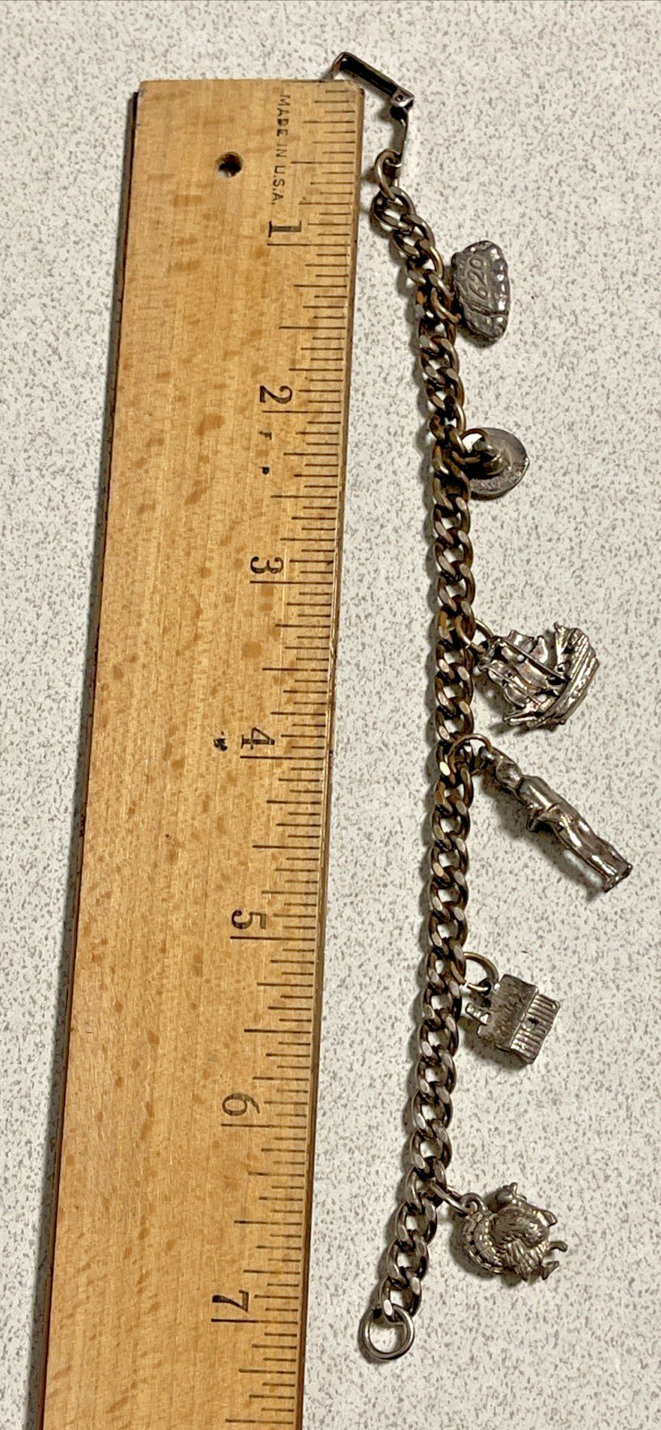 Vintage Plymouth Rock Charm Bracelet Souvenir MASS 7” pilgrim Thanksgiving
