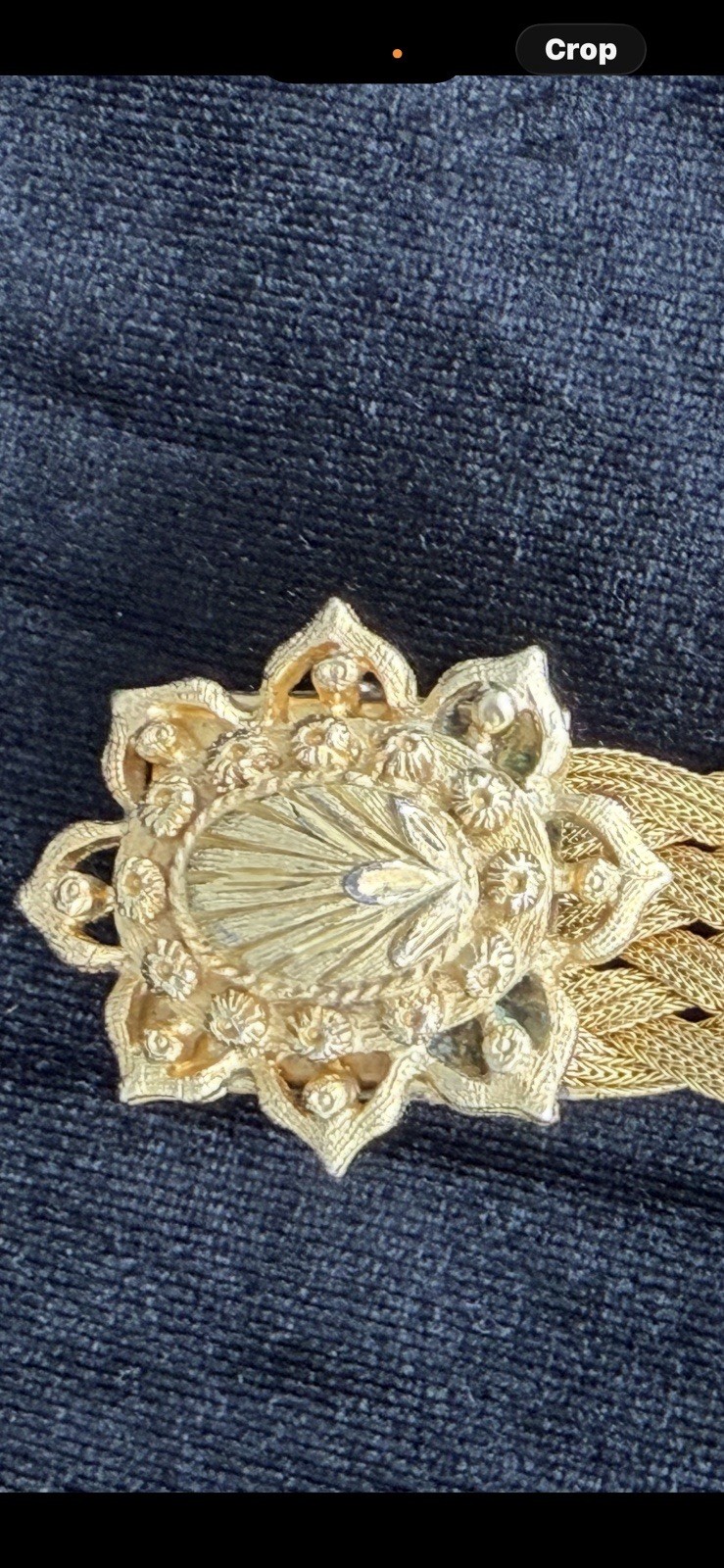 Victorian Antique Gold Filled Woven Mesh Slide Bracelet Tassel Fringe C.1900