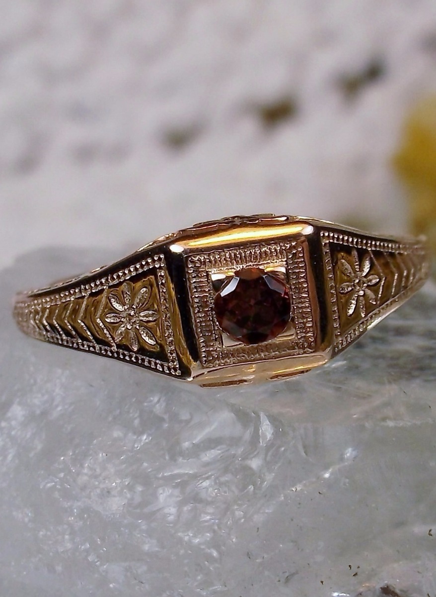 NATURAL Garnet Ring, Wedding Art Deco Revival Jewelry, US SELLER-Giftwrap