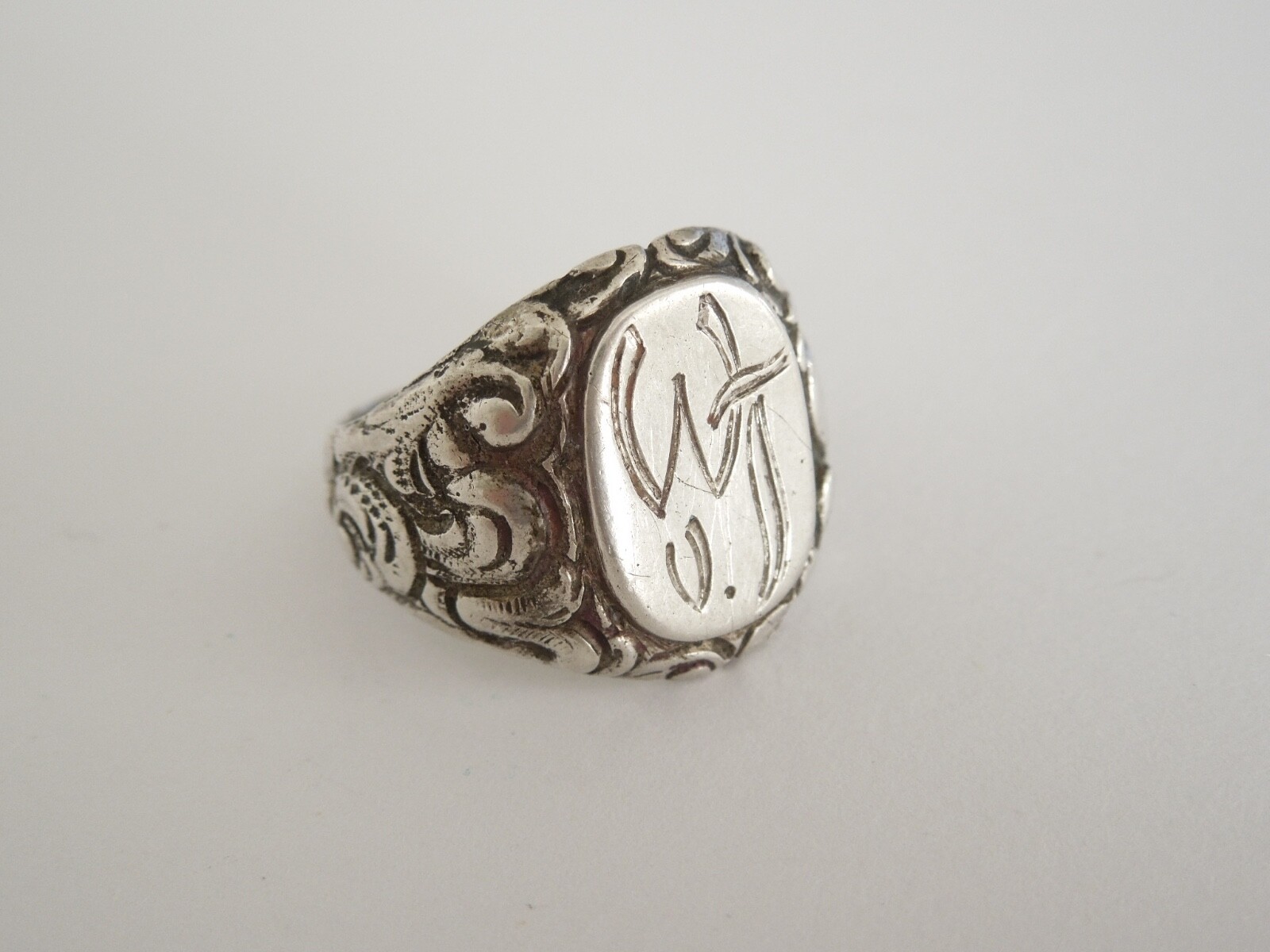 800 Silver Signet Ring Monogram WvT 9.5 G/Gr.57
