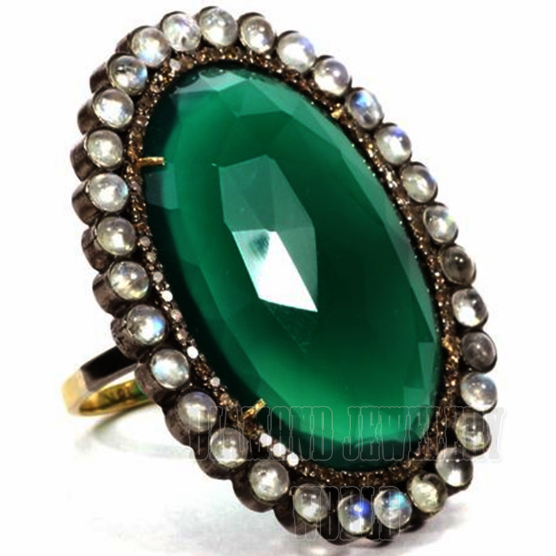 1.05ctw Rose Cut Diamond Gemstone Studded Silver Victorian Gorgeous Ring Jewelry