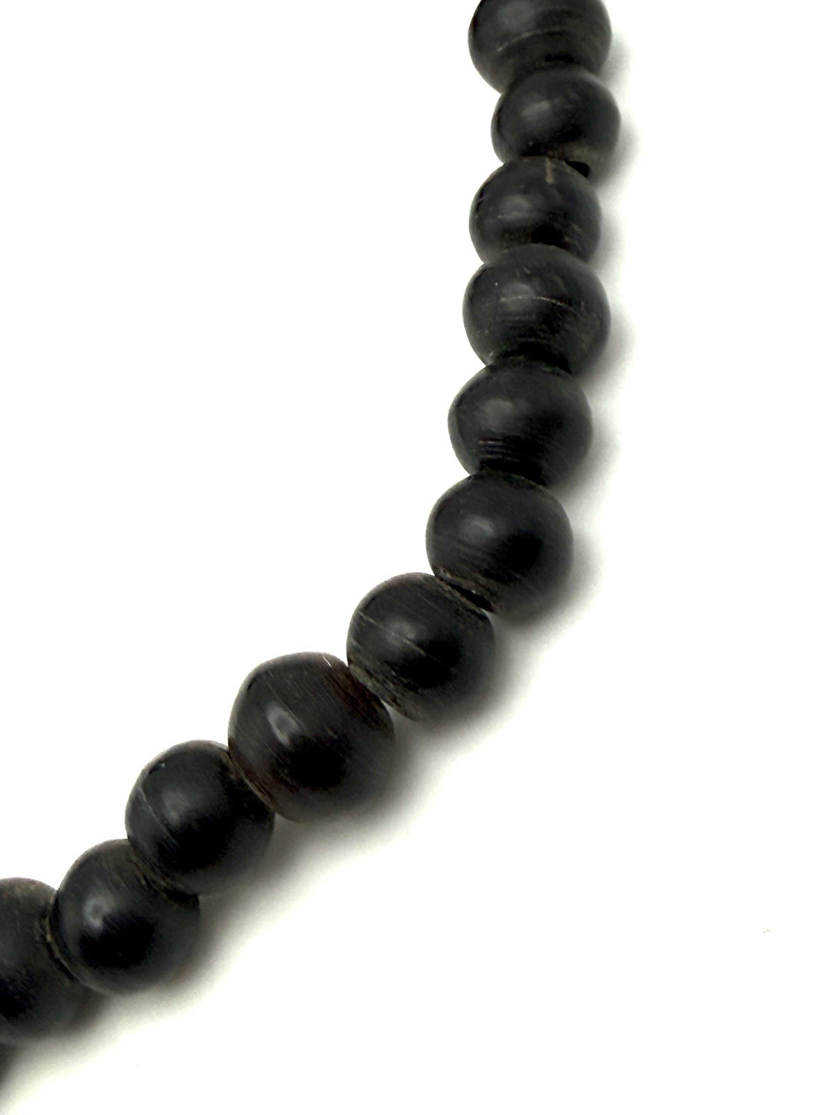 Bone & Brass Necklace Chunky Bold Beaded Vintage Boho Tribal 21” Black & Gold