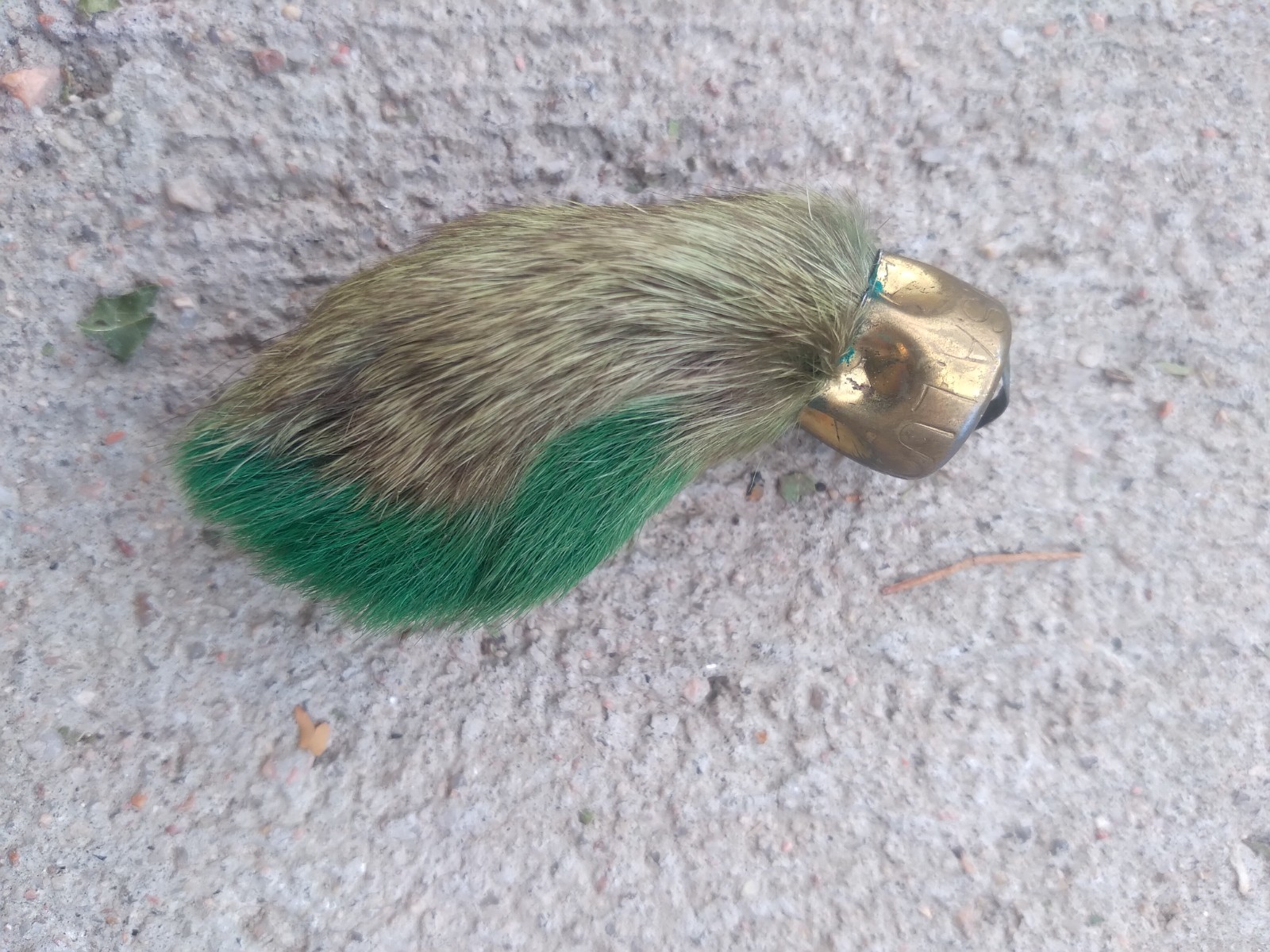 Vintage Rabbit Foot Good Luck Charm USA Green Marked CHARM USA
