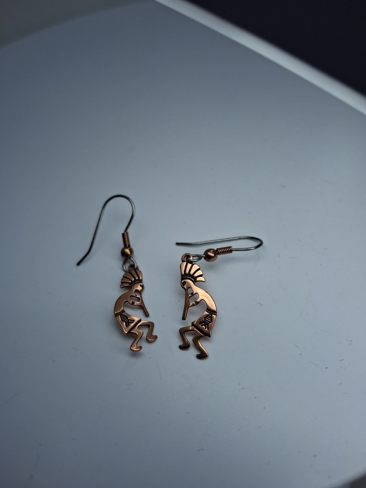 Vtg N.A. Kachjna Dancer (Kokopelli) Solid Copper &Earrings Set