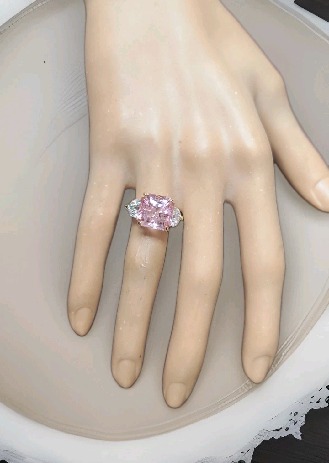 Vintage 14k Yellow Gold Engagement Ring 7.64ct. Natural Pink Tourmaline Radiant