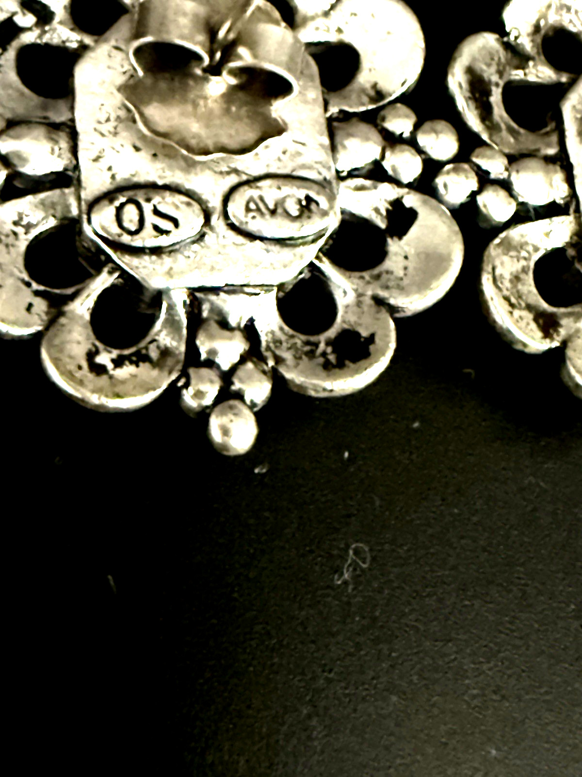 Vintage AVON 1″ Art Deco Style Silver Tone Pierced Rhinestone Earrings
