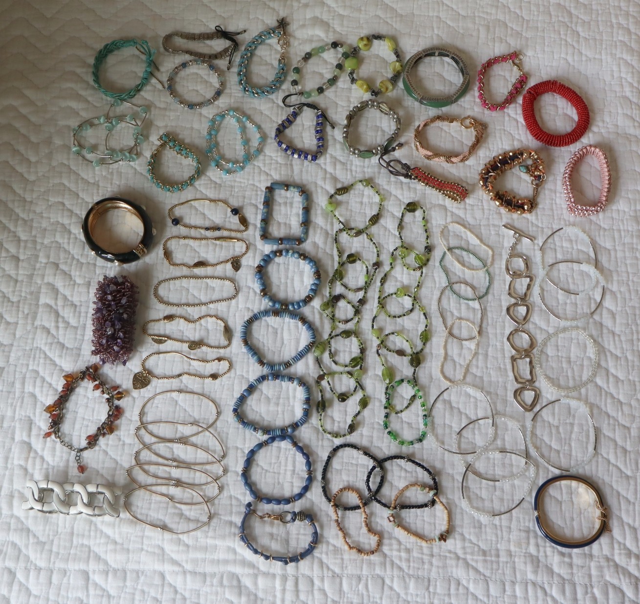 Mix Jewelry BRACELETS 66+ pc Lot, 3 Lbs,wearable, some with semi-precious stones
