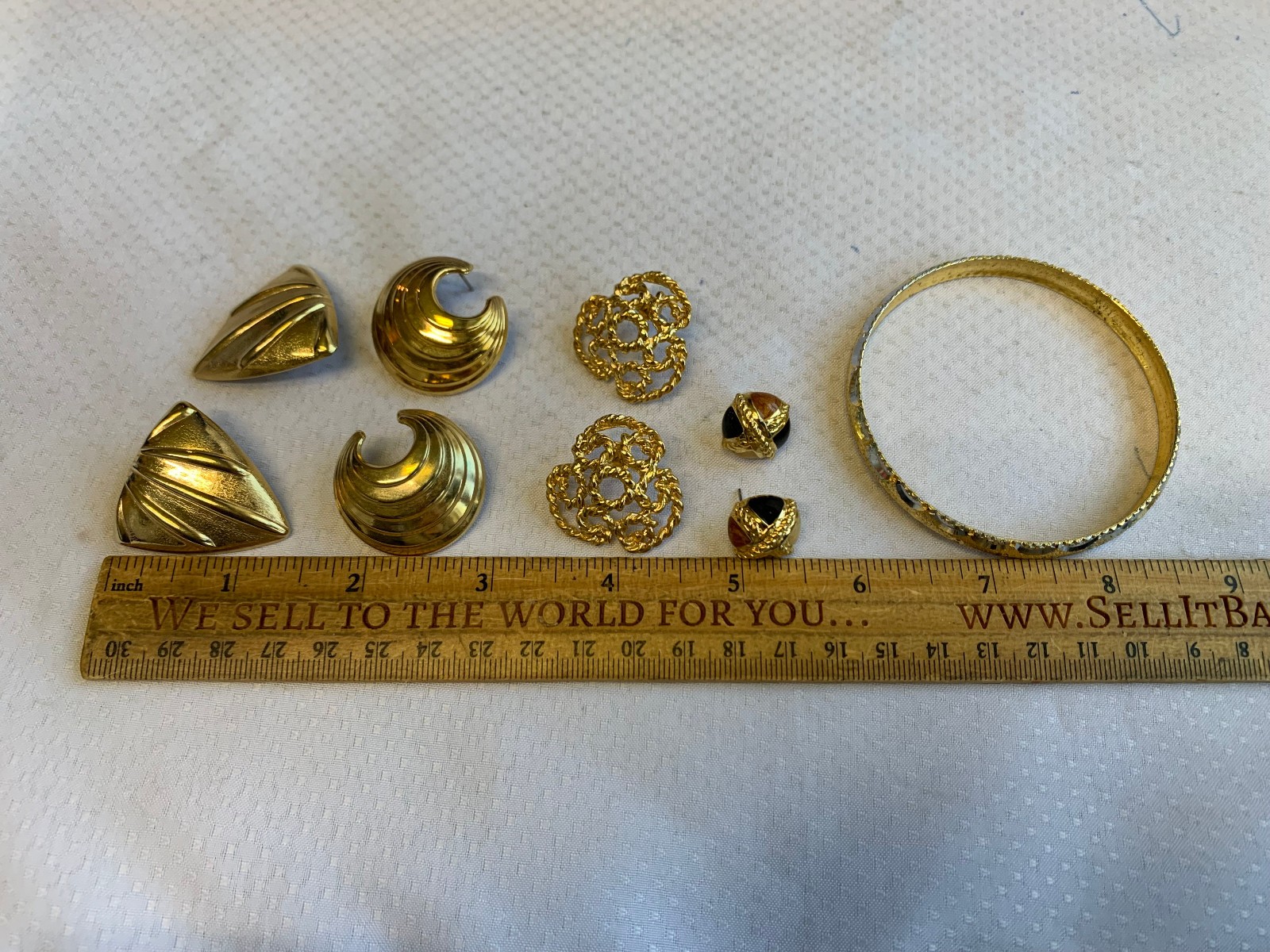Vtg Costume Jewelry Lot Enamel Tiger’s Eye Faux Amber / Onyx / Gemstones