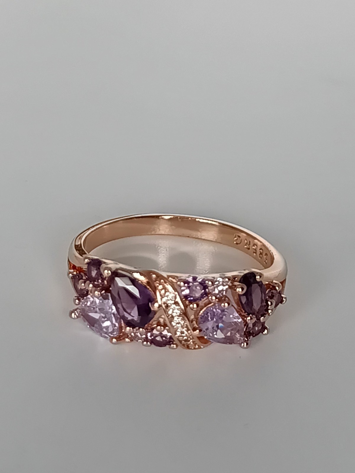 Vintage 1990-s 14 Ct Rolled Gold Amethyst Ring Size UK R US 8.5 – Hallmarked!