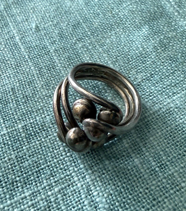 VTG Sterling Silver 925 Abstract Modernist Ring 6.5-6.75