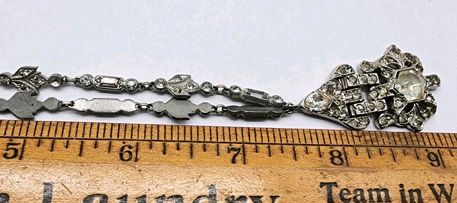 Art Deco Paste Rhinestone Festoon pendant Necklace 1920s antique