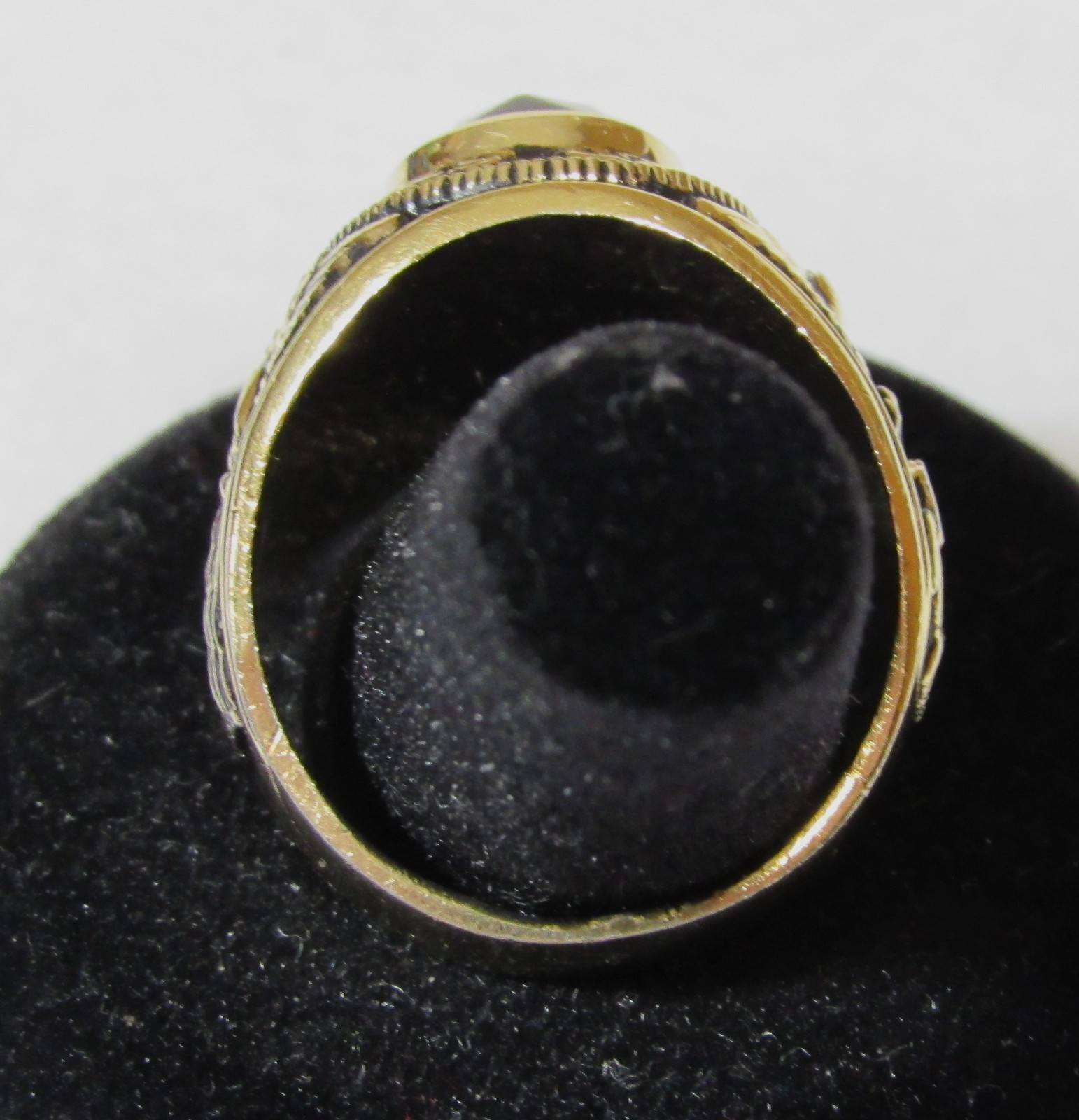 Vintage US Navy Blue Stone Men’s Ring Eagle Anchor 18K Gold Electroplate Size 12