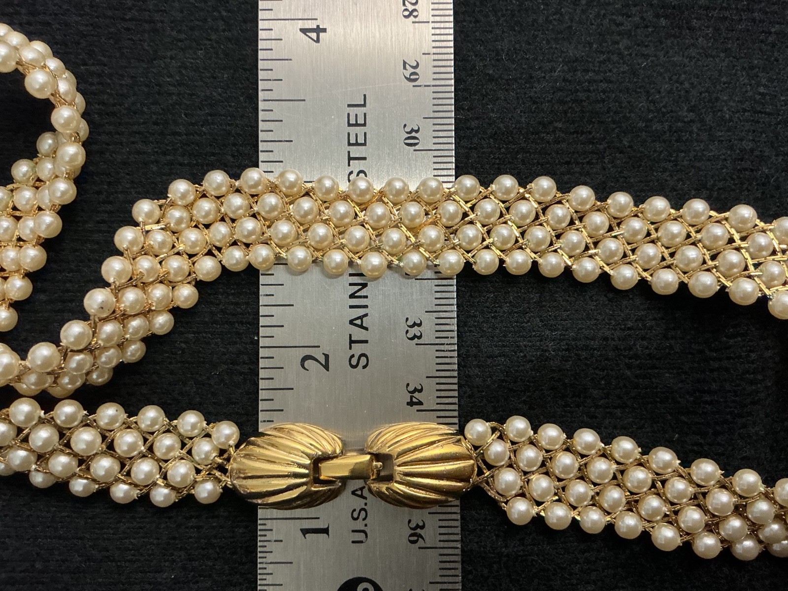 BEAUTIFUL VINTAGE NAPIER GOLD & FAUX PEARL BEADED 18” NECKLACE 6-17