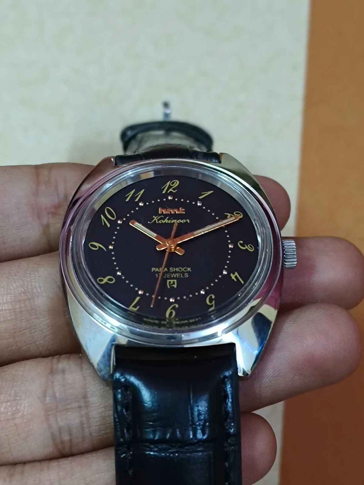HMT Kohinoor Vintage Mechanical Watch Black Dial Hand Winding Indian Watch