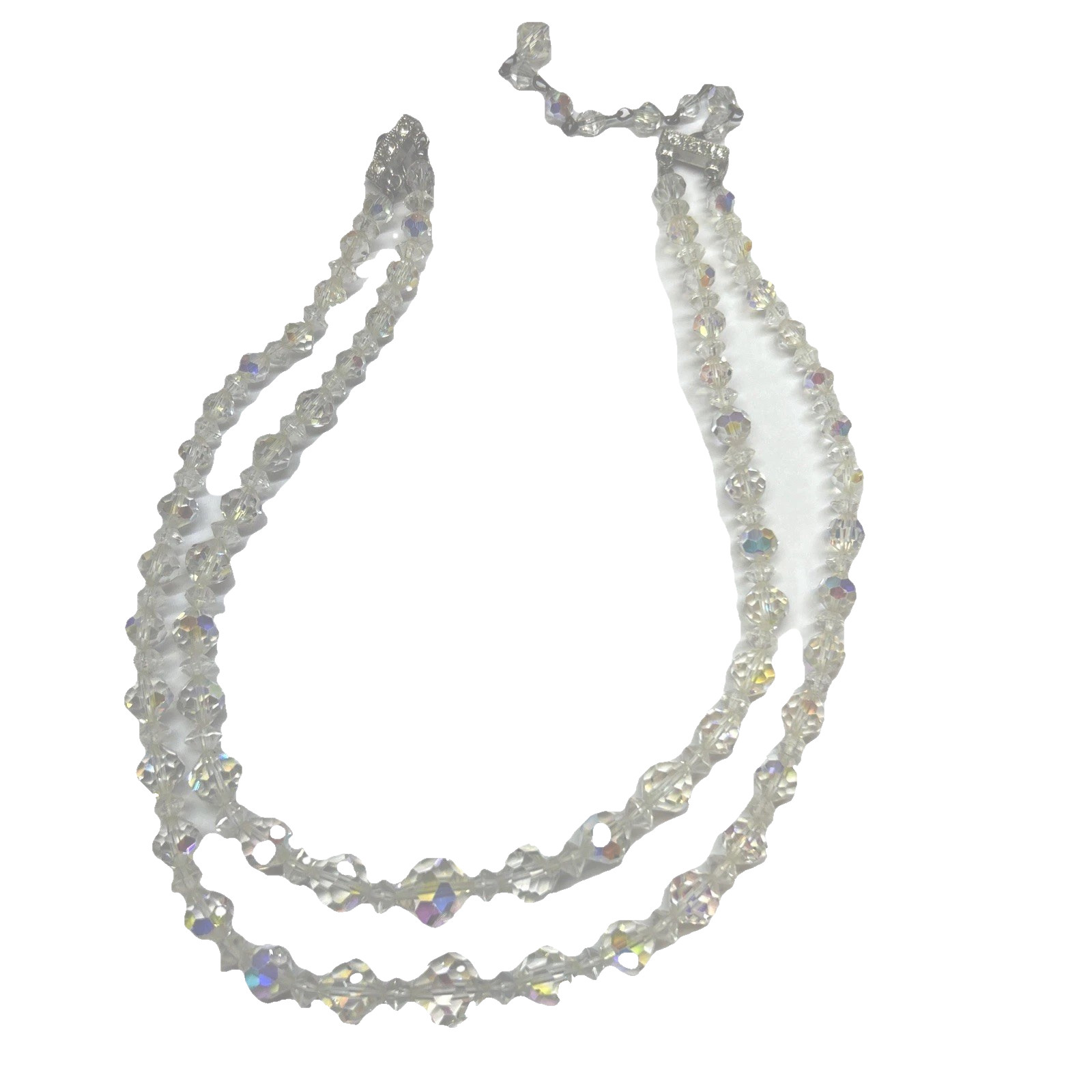 Vintage/Estate Aurora Borealis Crystal Double Stand Necklace