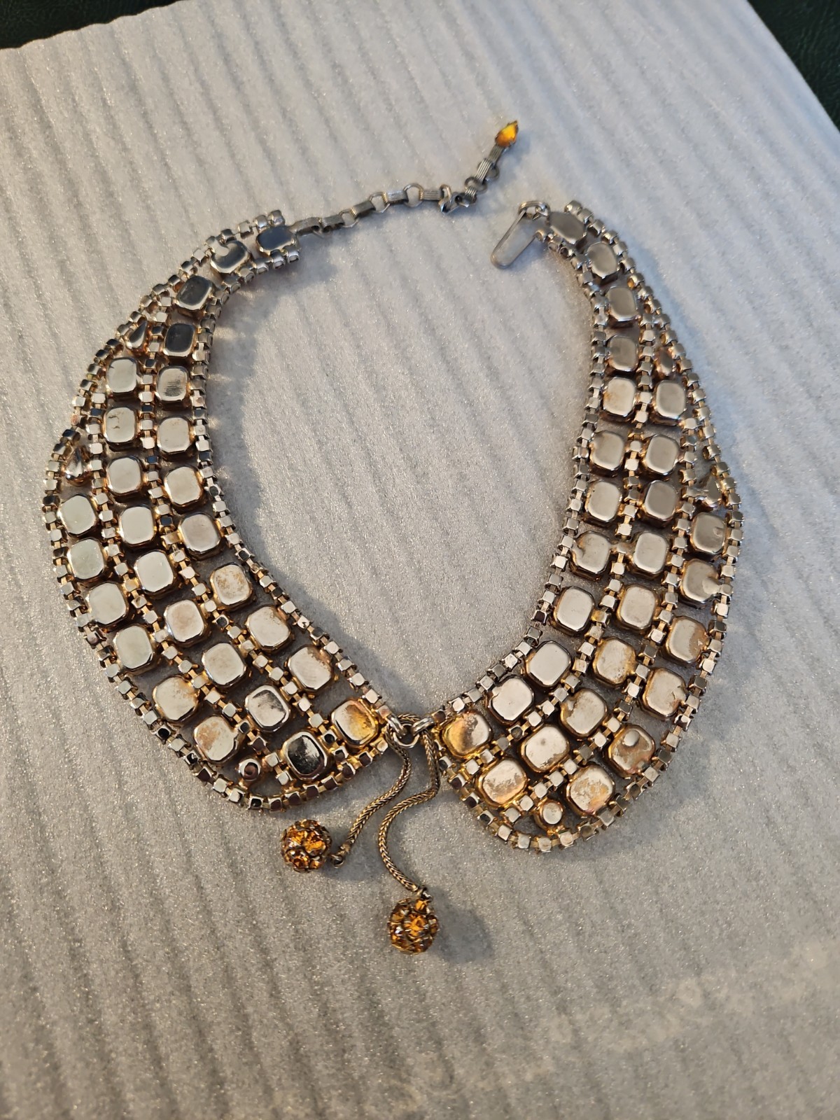 Gorgeous Estate Sale Find Vintage Citrine Collar Deco Style “Costume” Necklace!!