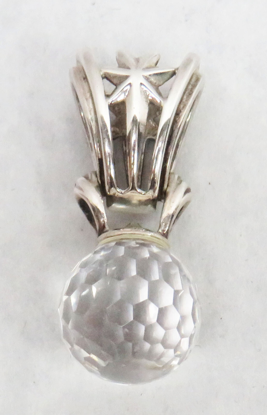 BEAUTIFUL STERLING SILVER & CRYSTAL BALL SLIDE PENDANT