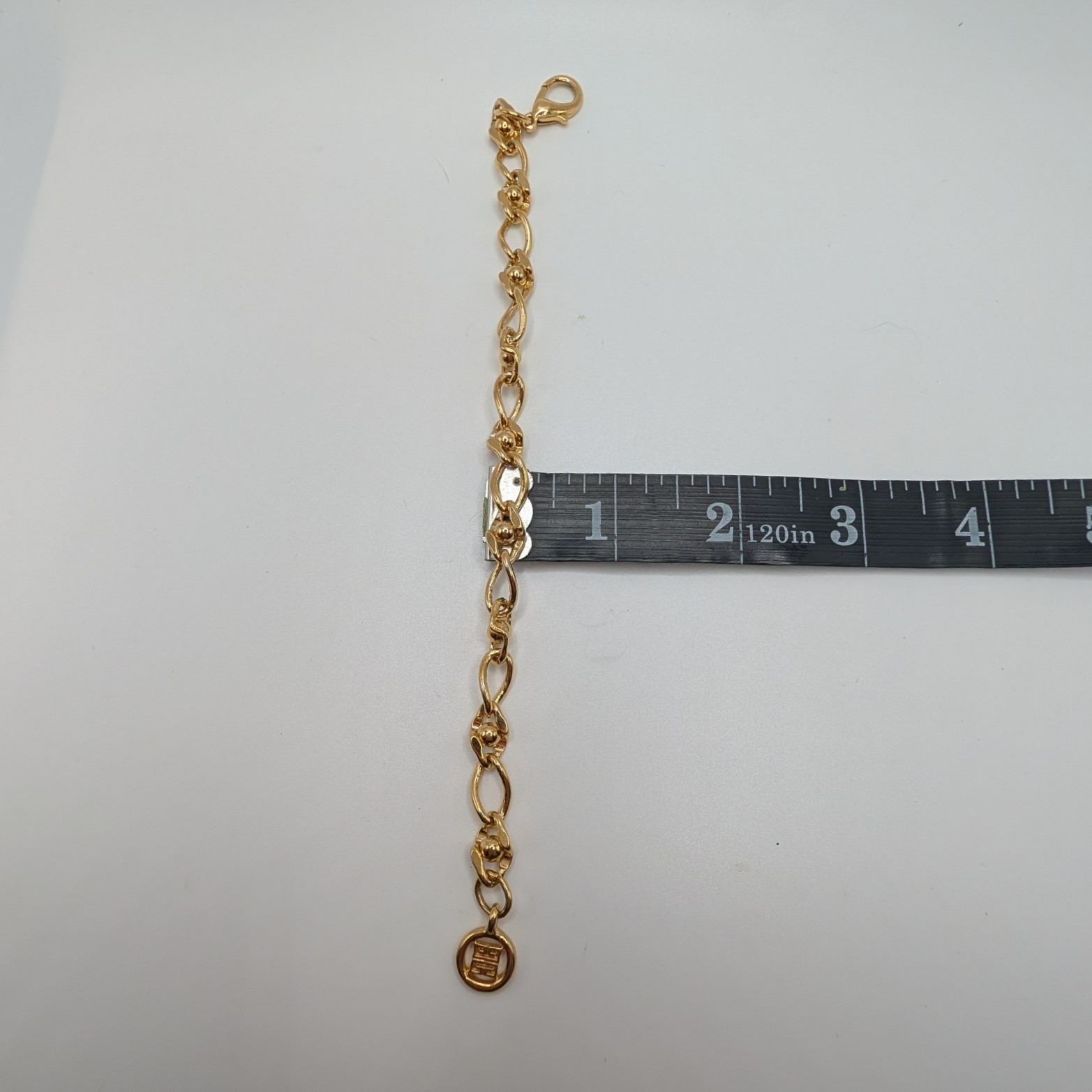 Signed Vintage Givenchy Gold-tone Chain Link Logo Charm Bracelet