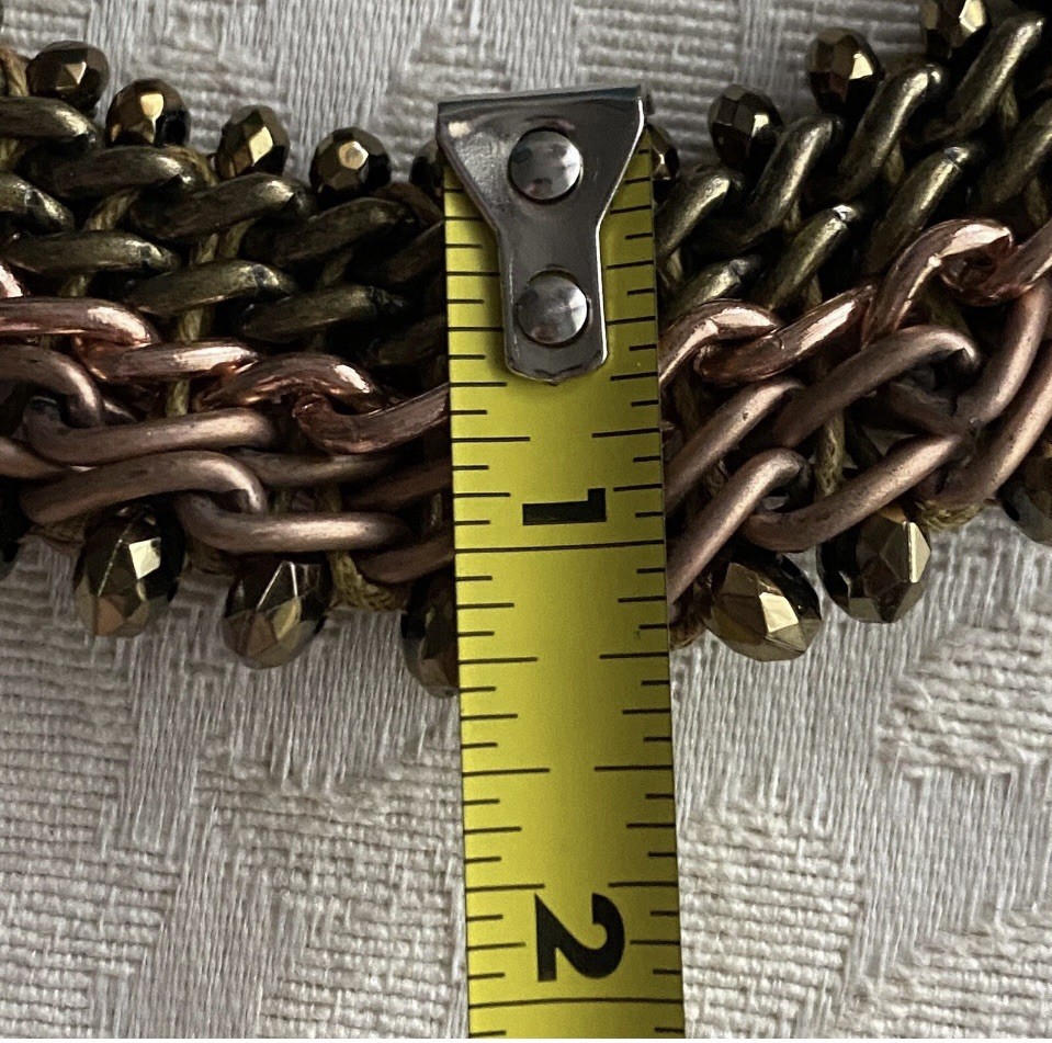 Chainmaille Statement Necklace 21” Copper Bronze Color Byzantine 4n1 Chain Weave