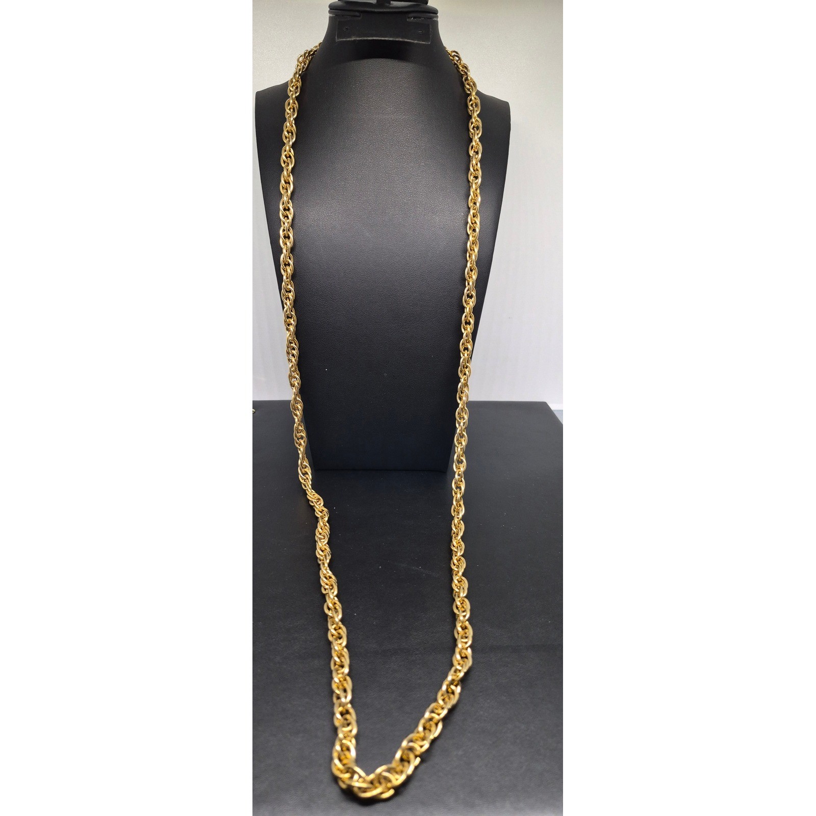 Vintage Necklace Gold Tone Single Long Link Chain Chunky Statement 40″