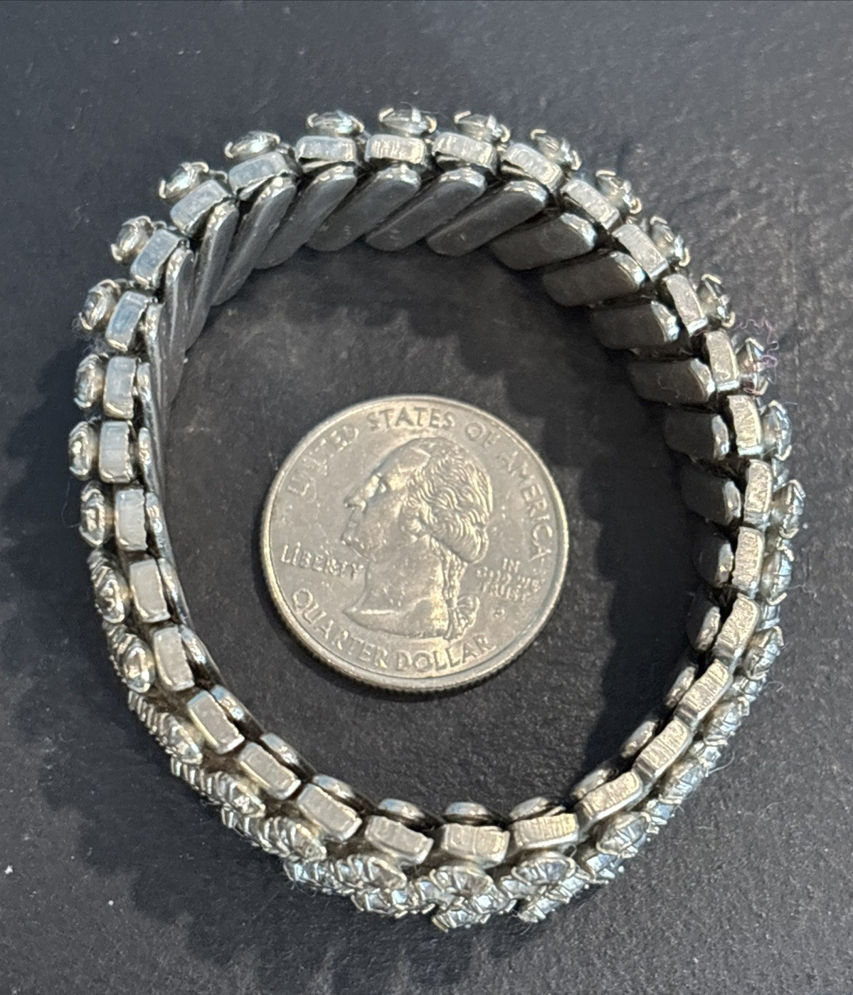 3 Crystal Rhinestone Prong Expansion Stretch Bracelets 1950’s Hong Kong Japan