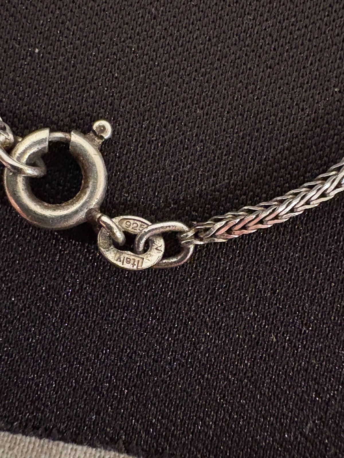 Vintage Italy 925 Sterling Silver Hamsa Hand Pendant Necklace 18” Multi Color St