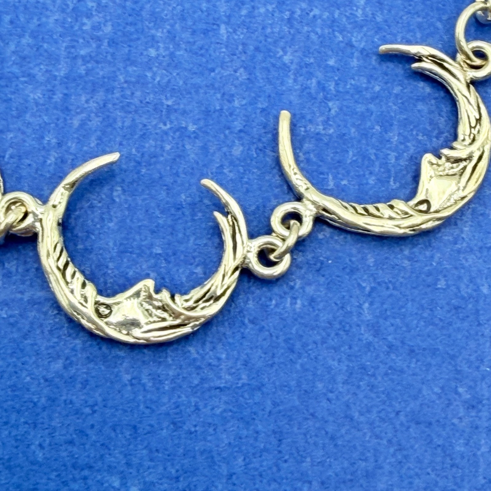 Vintage Sterling Silver 925 Crescent Moon Chain Bracelet Size 7″ New Old Stock