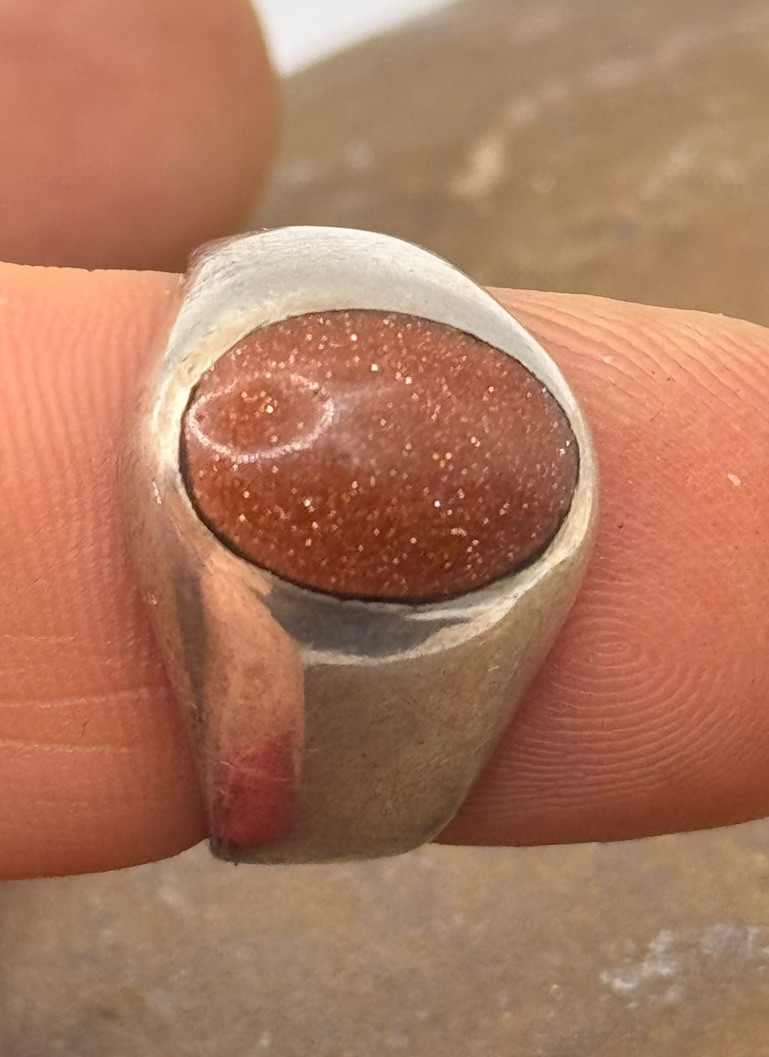 VINTAGE GOLDSTONE Sterling Silver 925 Band RING Sz 6.75