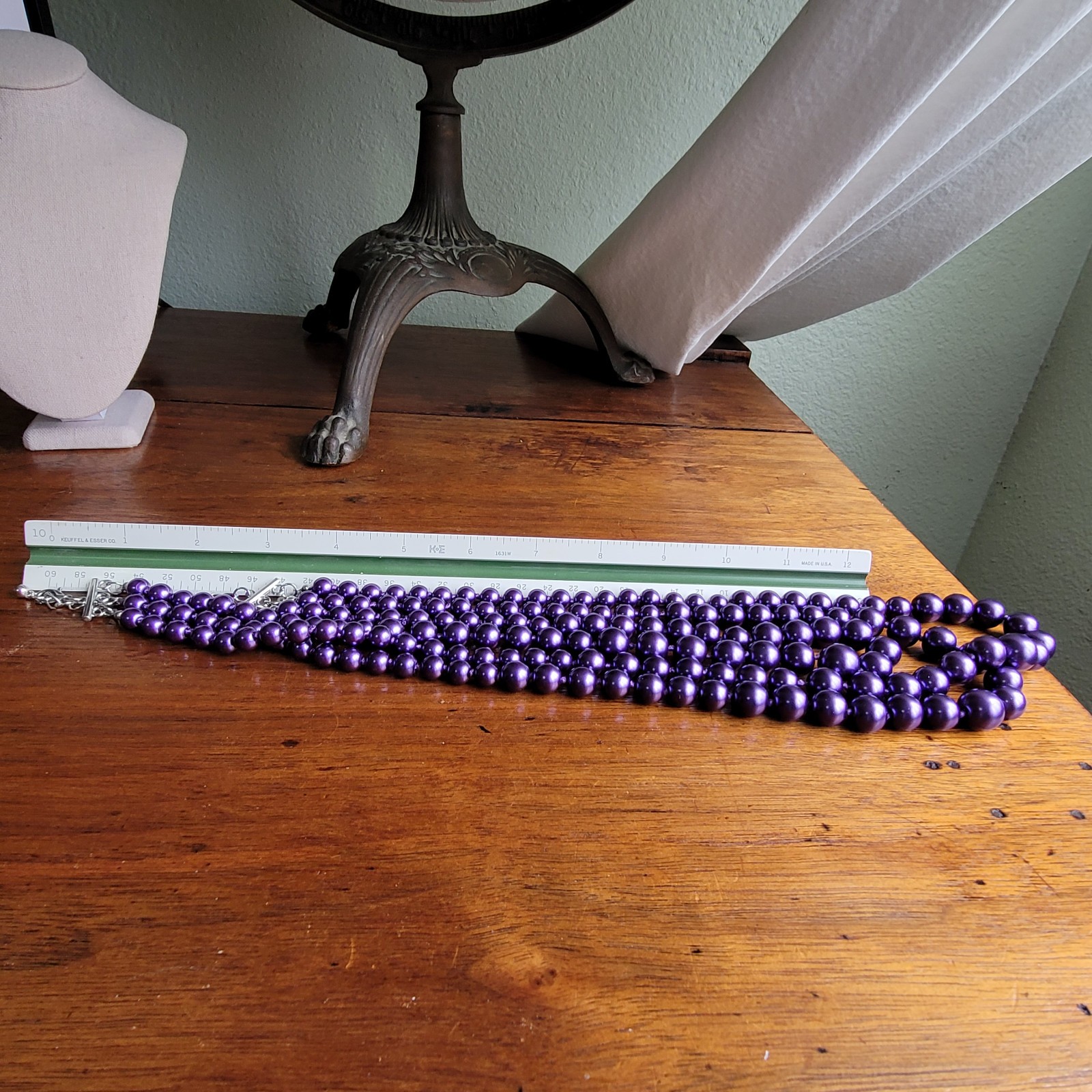 Multi-Strand Purple Glass Bead Hand Knotted Necklace