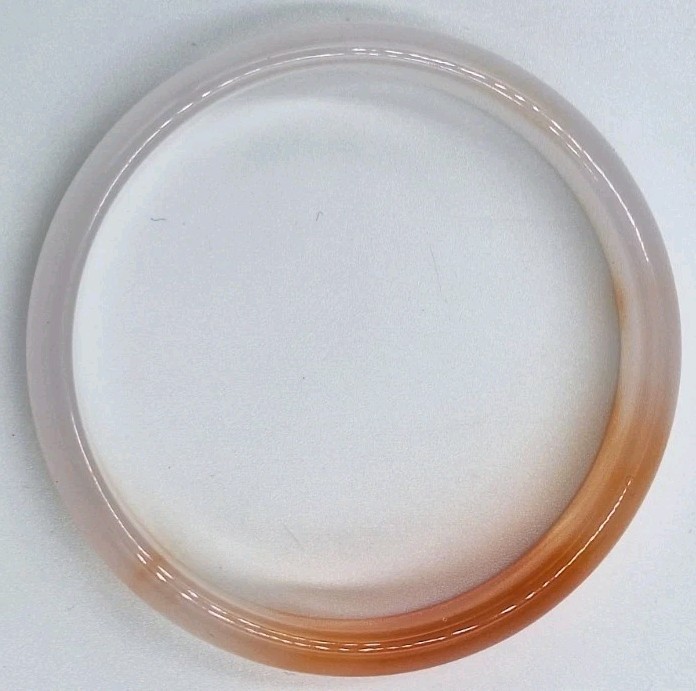 VTG Genuine Red Orange Icy Translucent Polished Agate Bangle Bracelet 57MM 30G