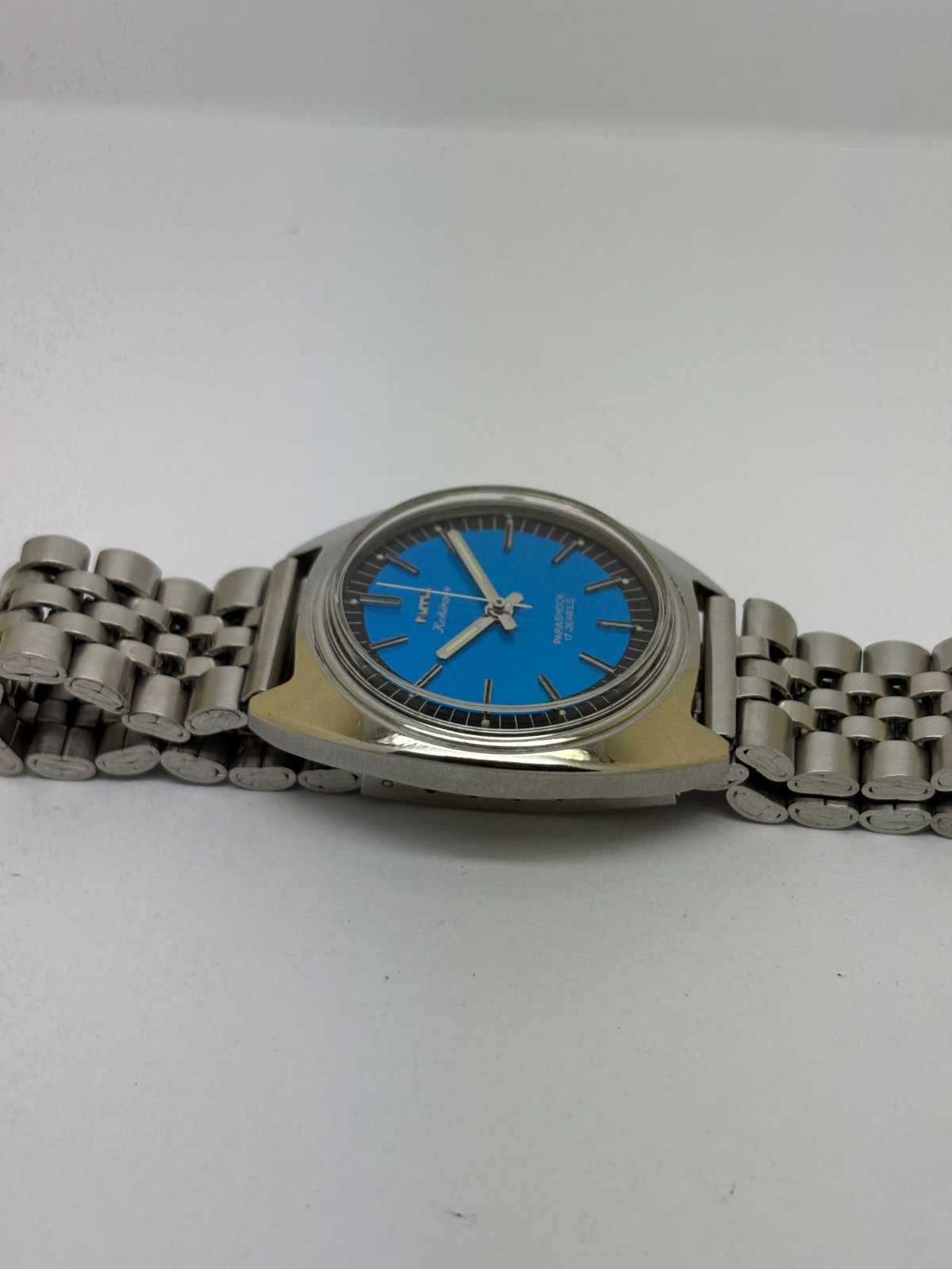 HMT Kohinoor Blue Dial Mechanical hand Winding Transparent Back Working Vintage